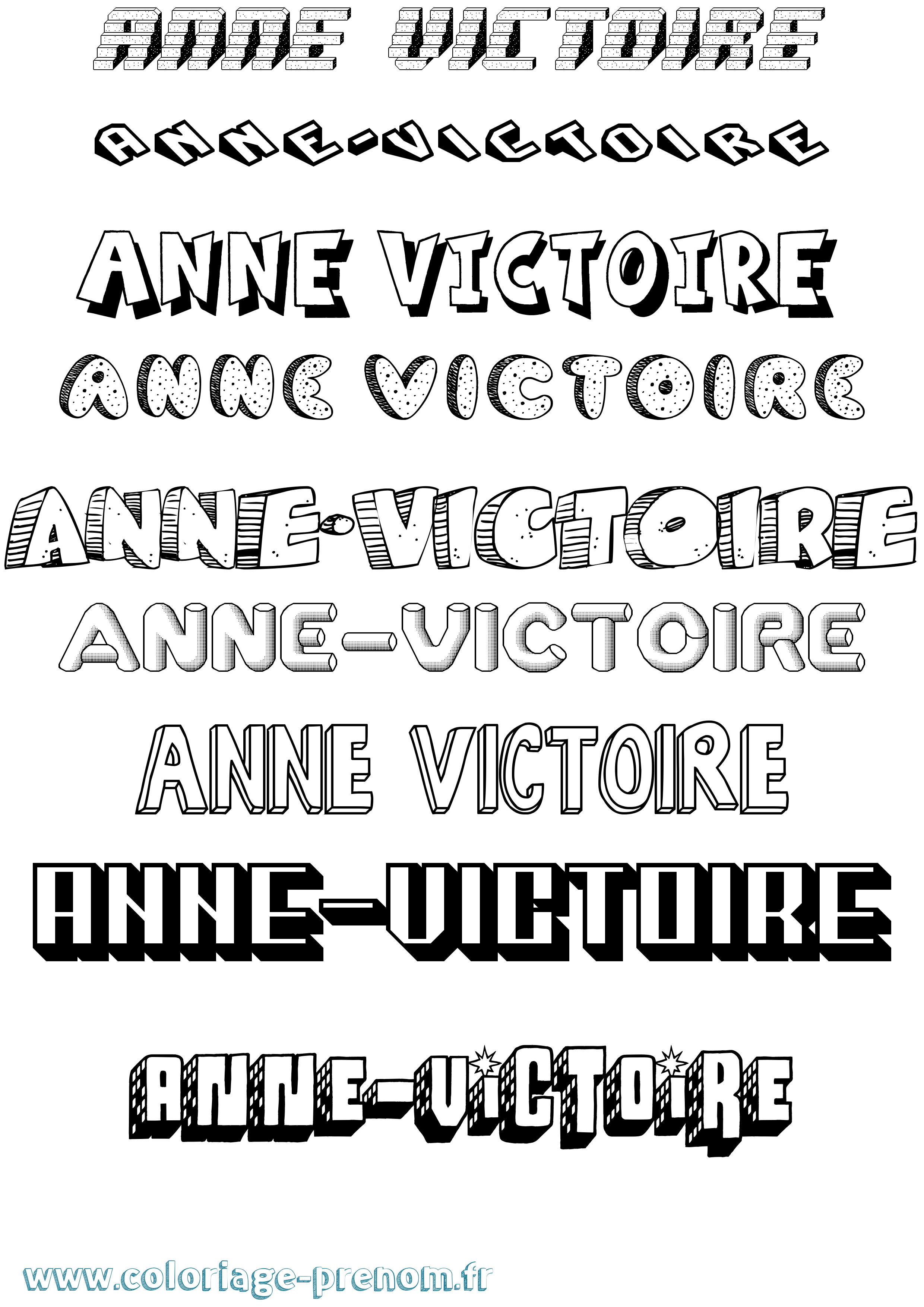 Coloriage Anne-Victoire Effet 3D Coloriage prénom Anne-Victoire Effet 3D