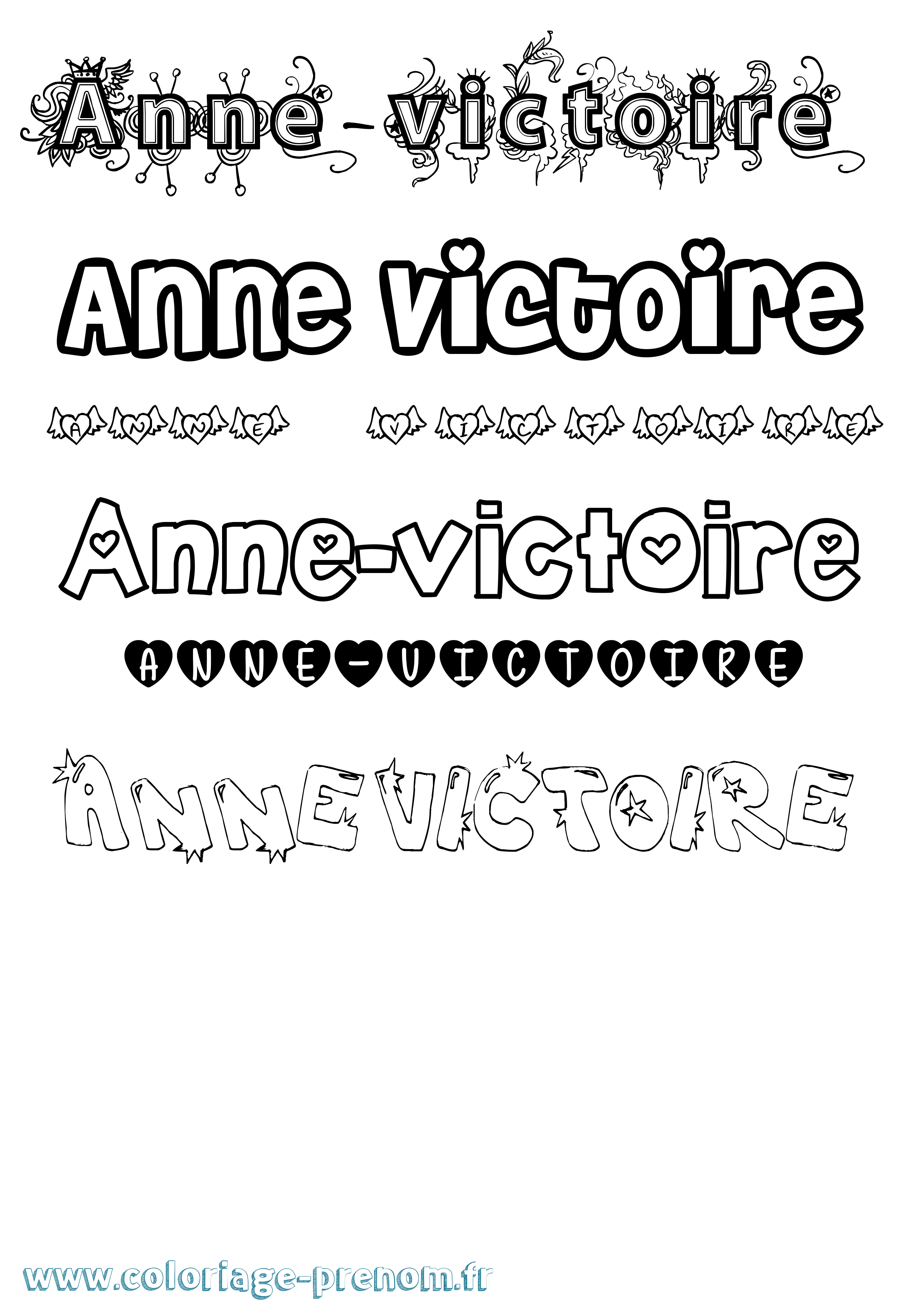 Coloriage Anne-Victoire Girly Coloriage prénom Anne-Victoire Girly
