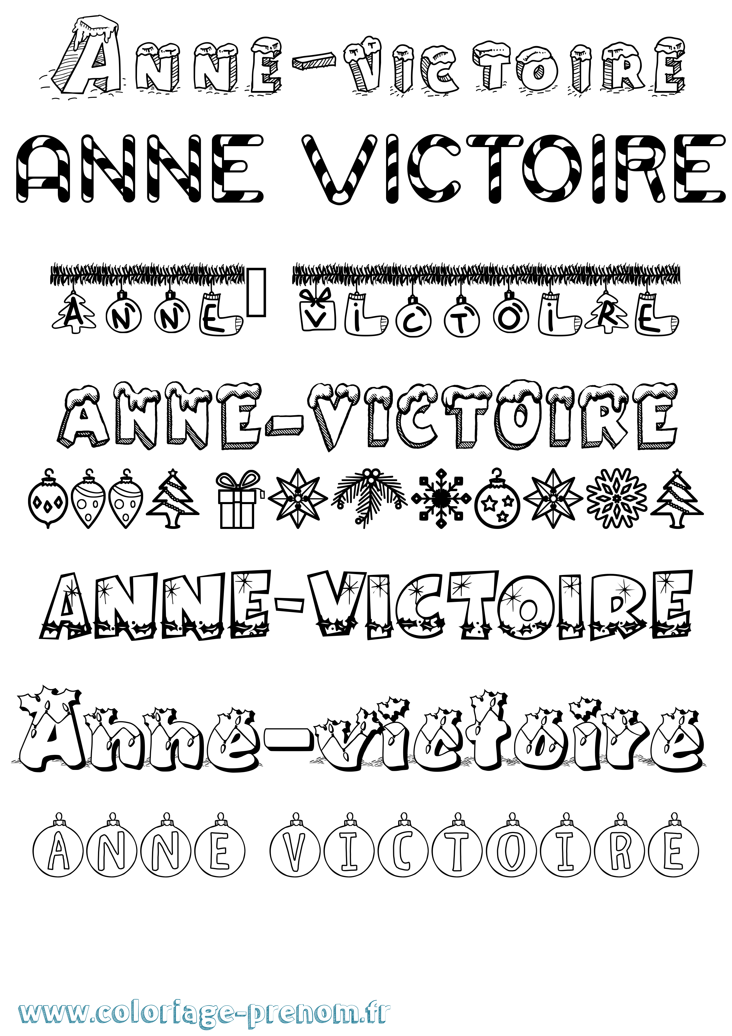 Coloriage Anne-Victoire Noël Coloriage prénom Anne-Victoire Noël