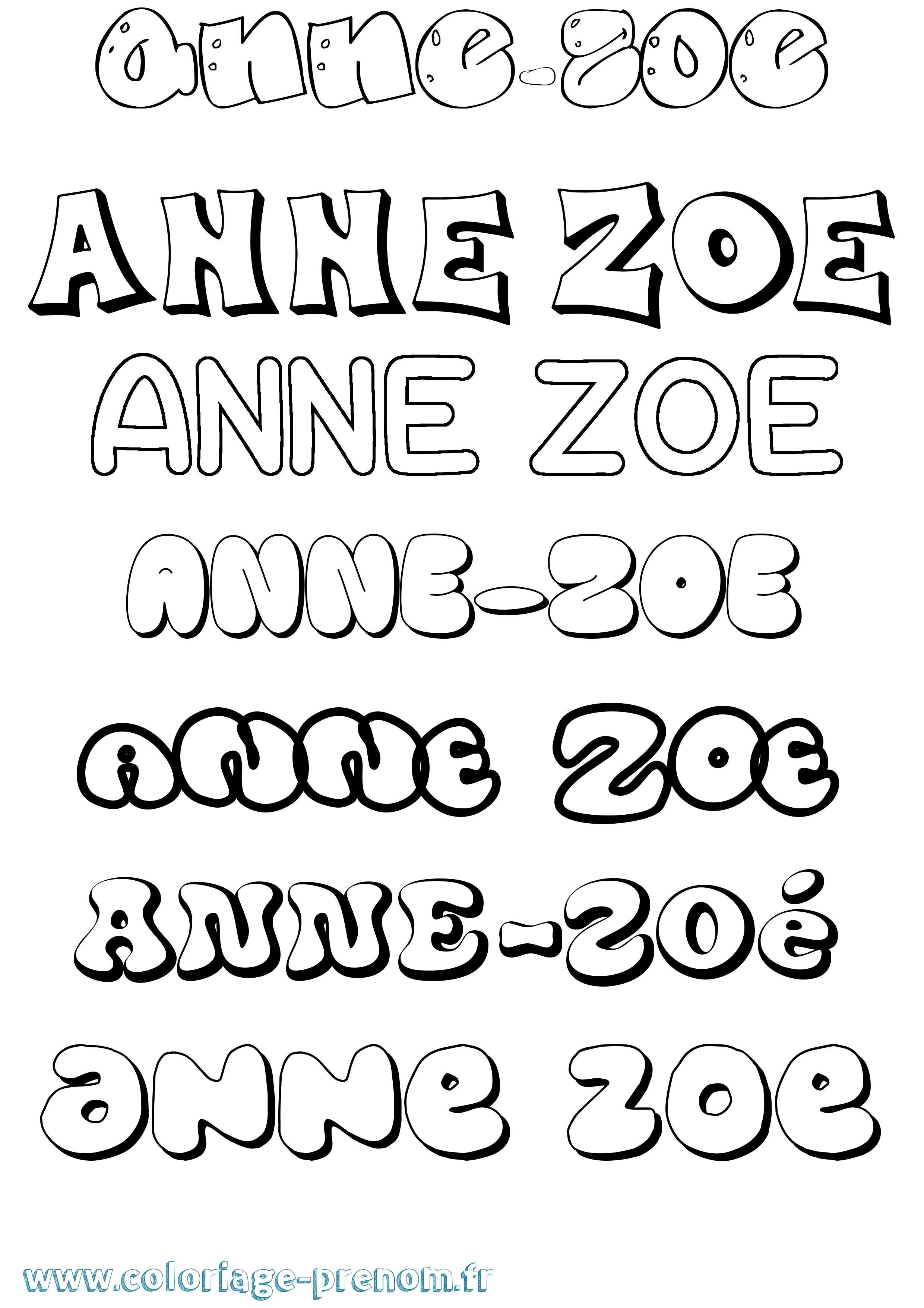 Coloriage Anne-Zoé Bubble Coloriage prénom Anne-Zoé Bubble