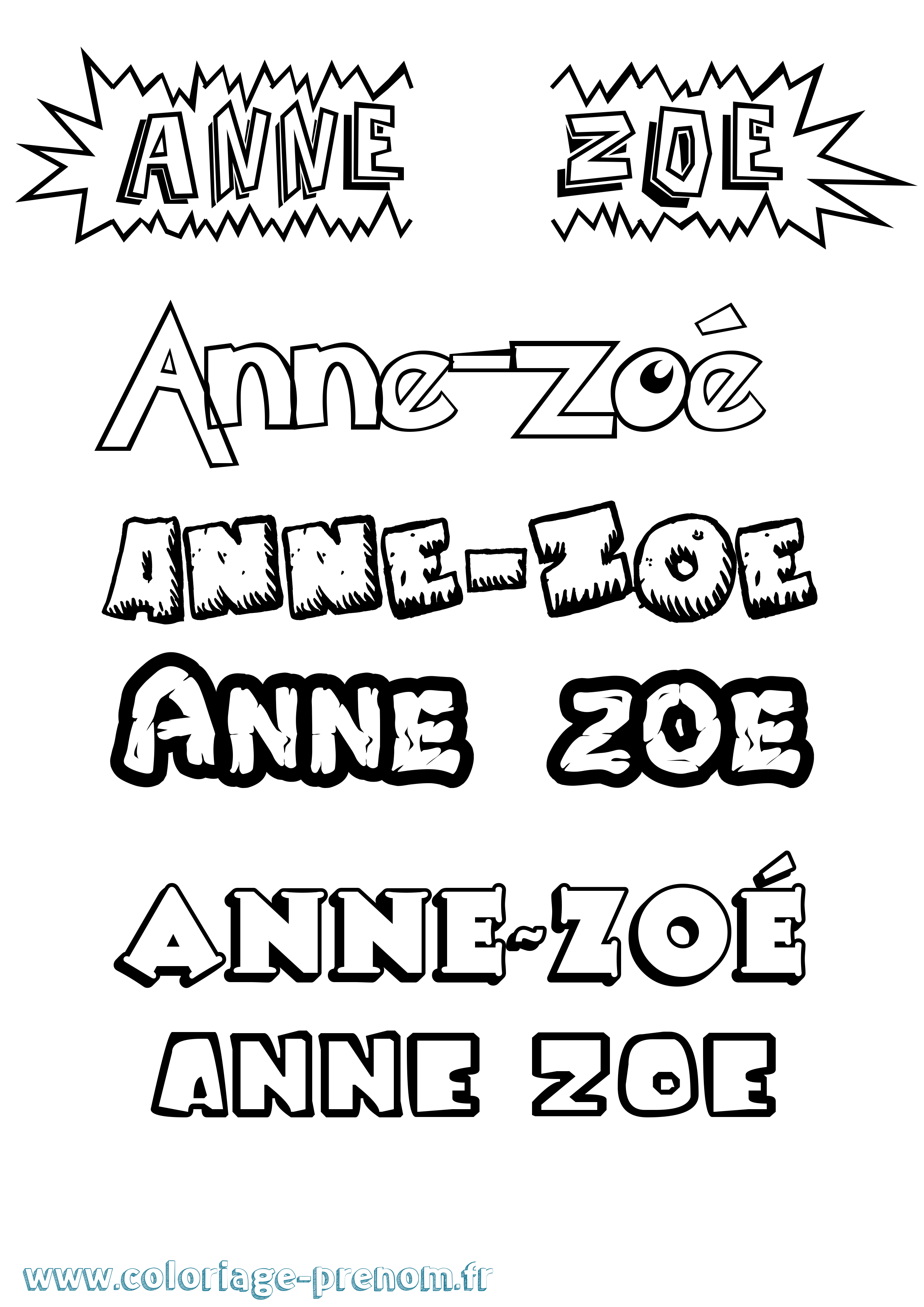 Coloriage Anne-Zoé Dessin Animé Coloriage prénom Anne-Zoé Dessin Animé