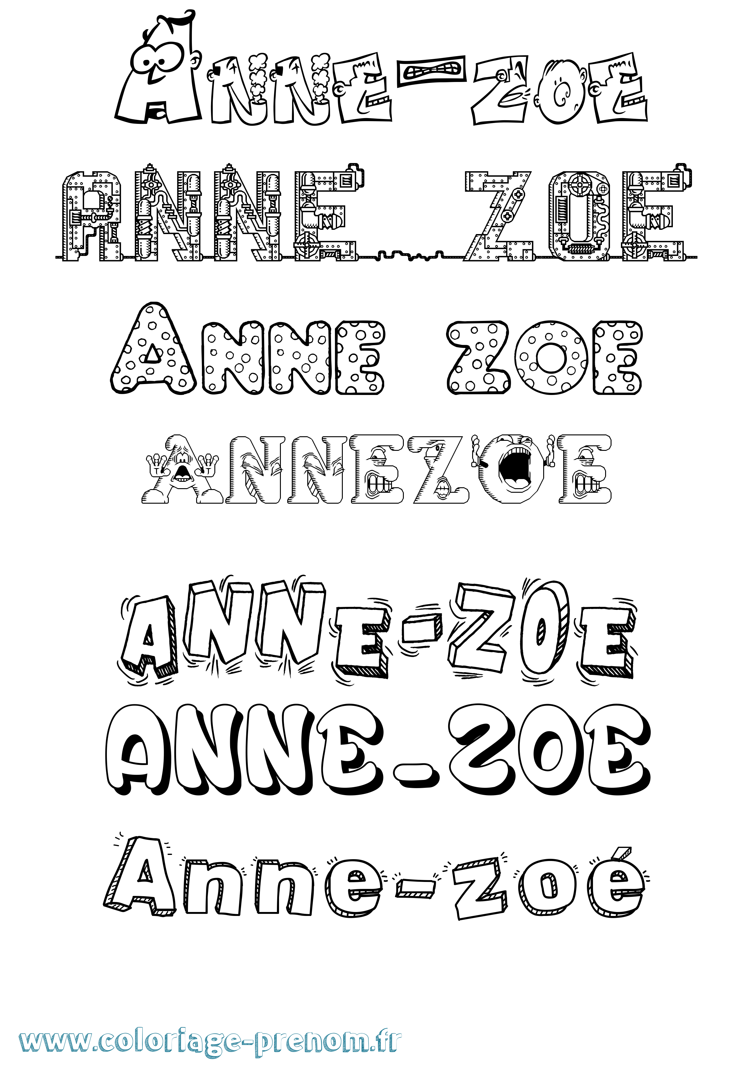 Coloriage Anne-Zoé Fun Coloriage prénom Anne-Zoé Fun