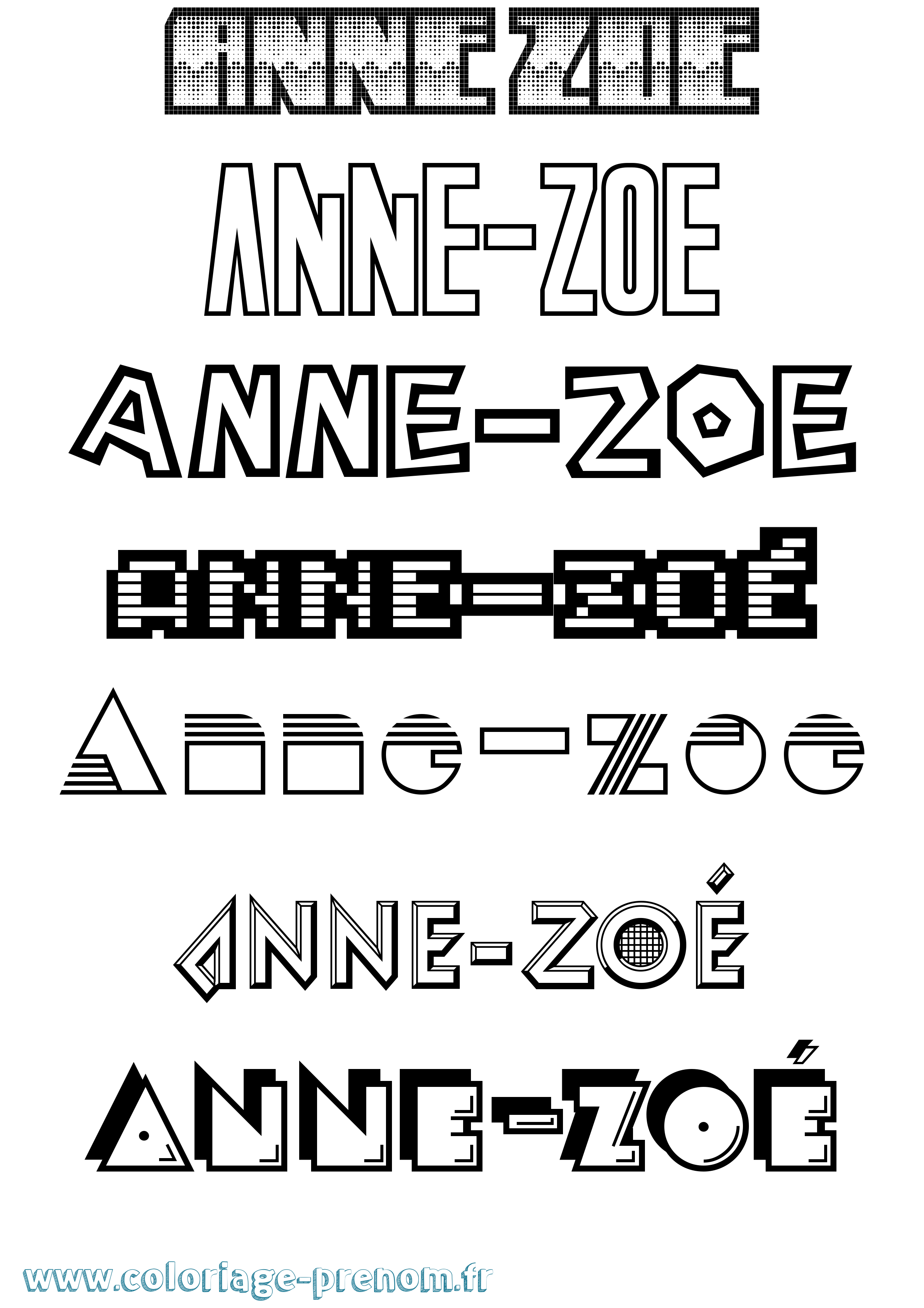 Coloriage Anne-Zoé Jeux Vidéos Coloriage prénom Anne-Zoé Jeux Vidéos