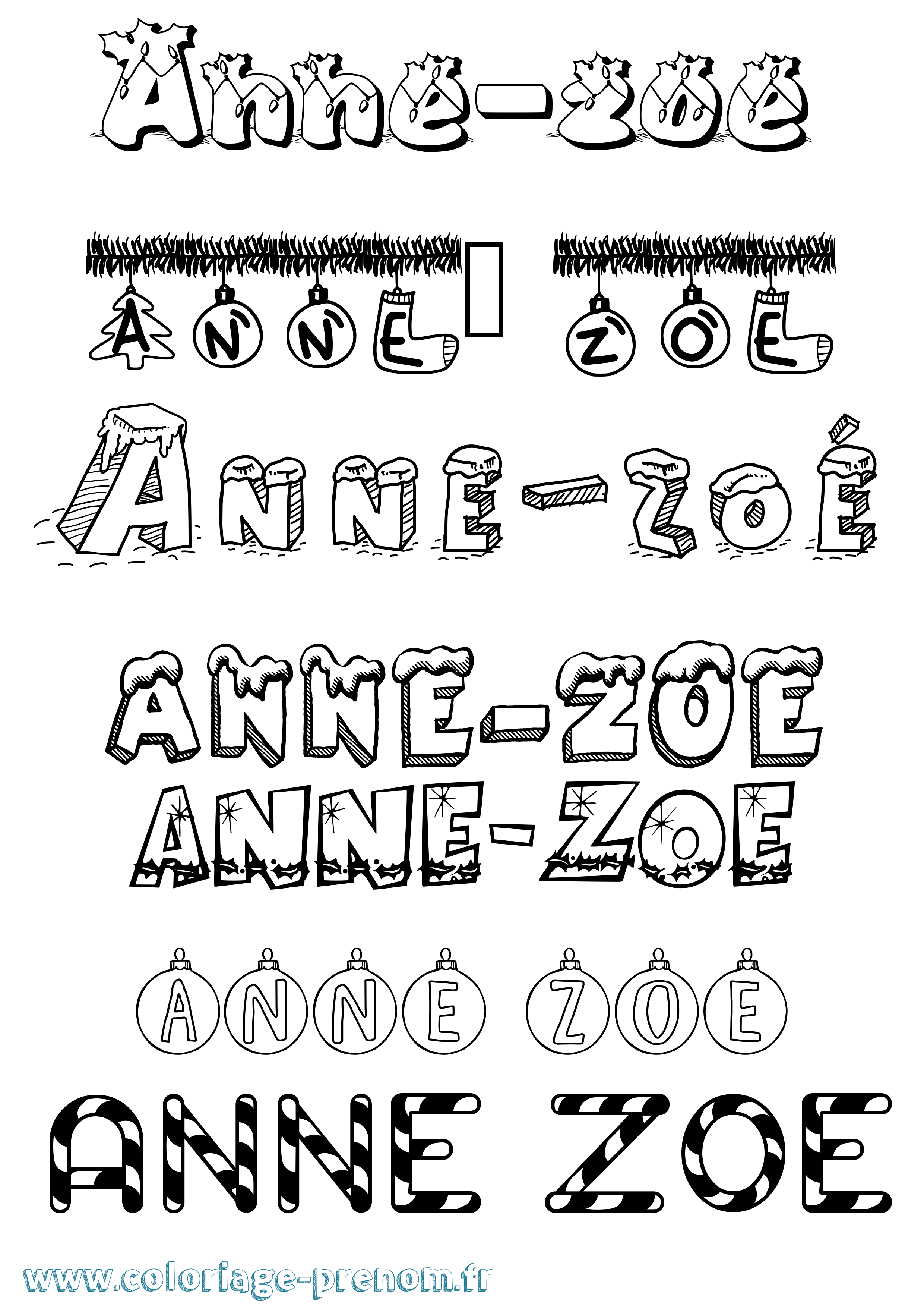 Coloriage Anne-Zoé Noël Coloriage prénom Anne-Zoé Noël