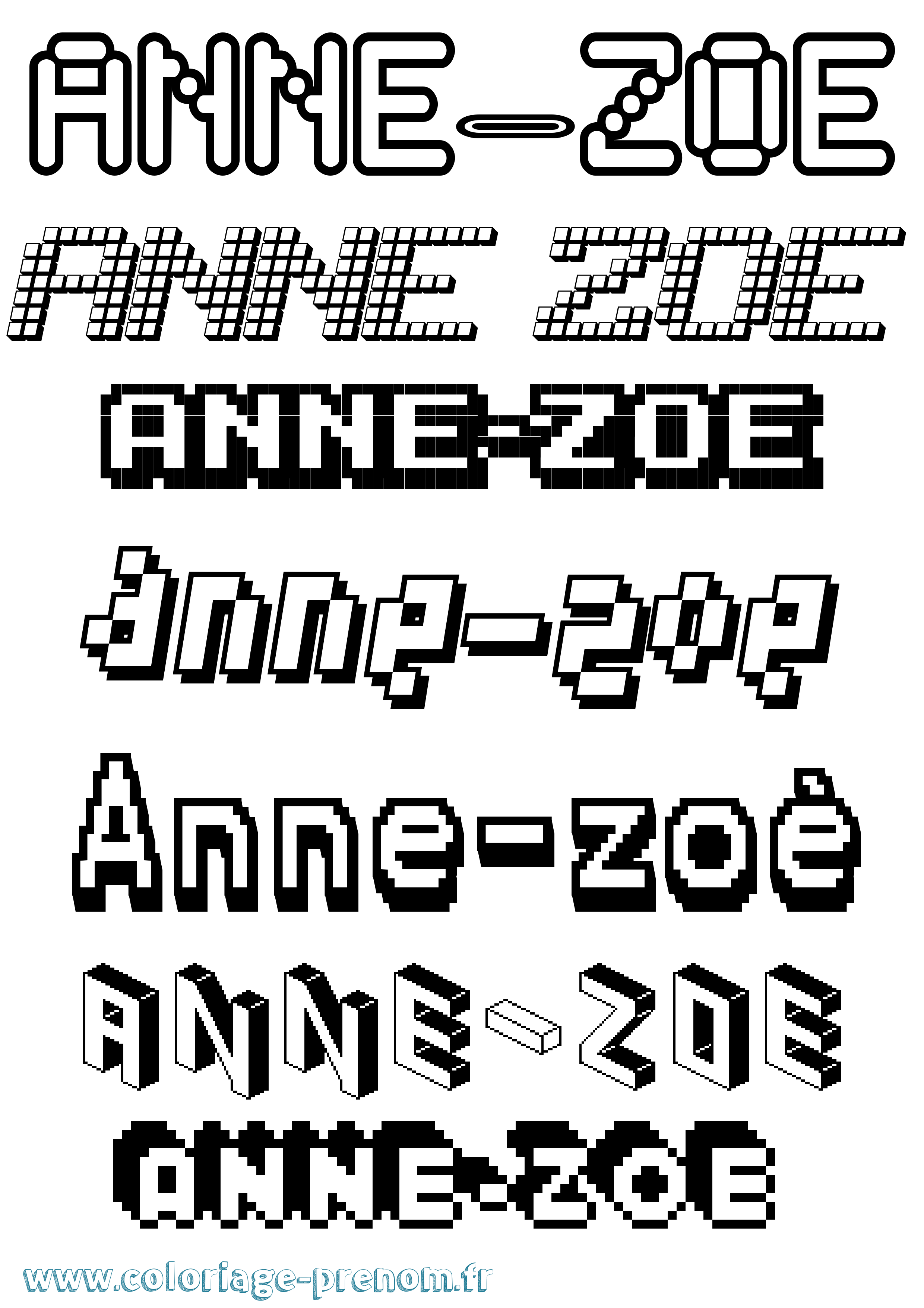 Coloriage Anne-Zoé Pixel Coloriage prénom Anne-Zoé Pixel