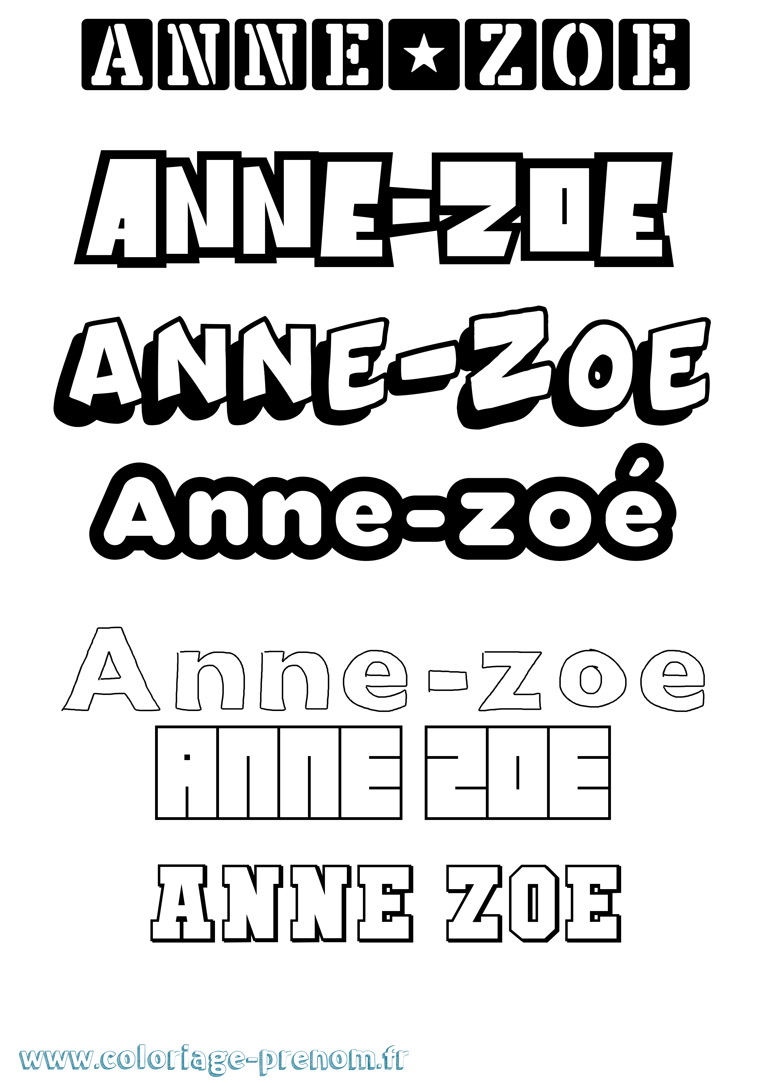 Coloriage Anne-Zoé Simple Coloriage prénom Anne-Zoé Simple
