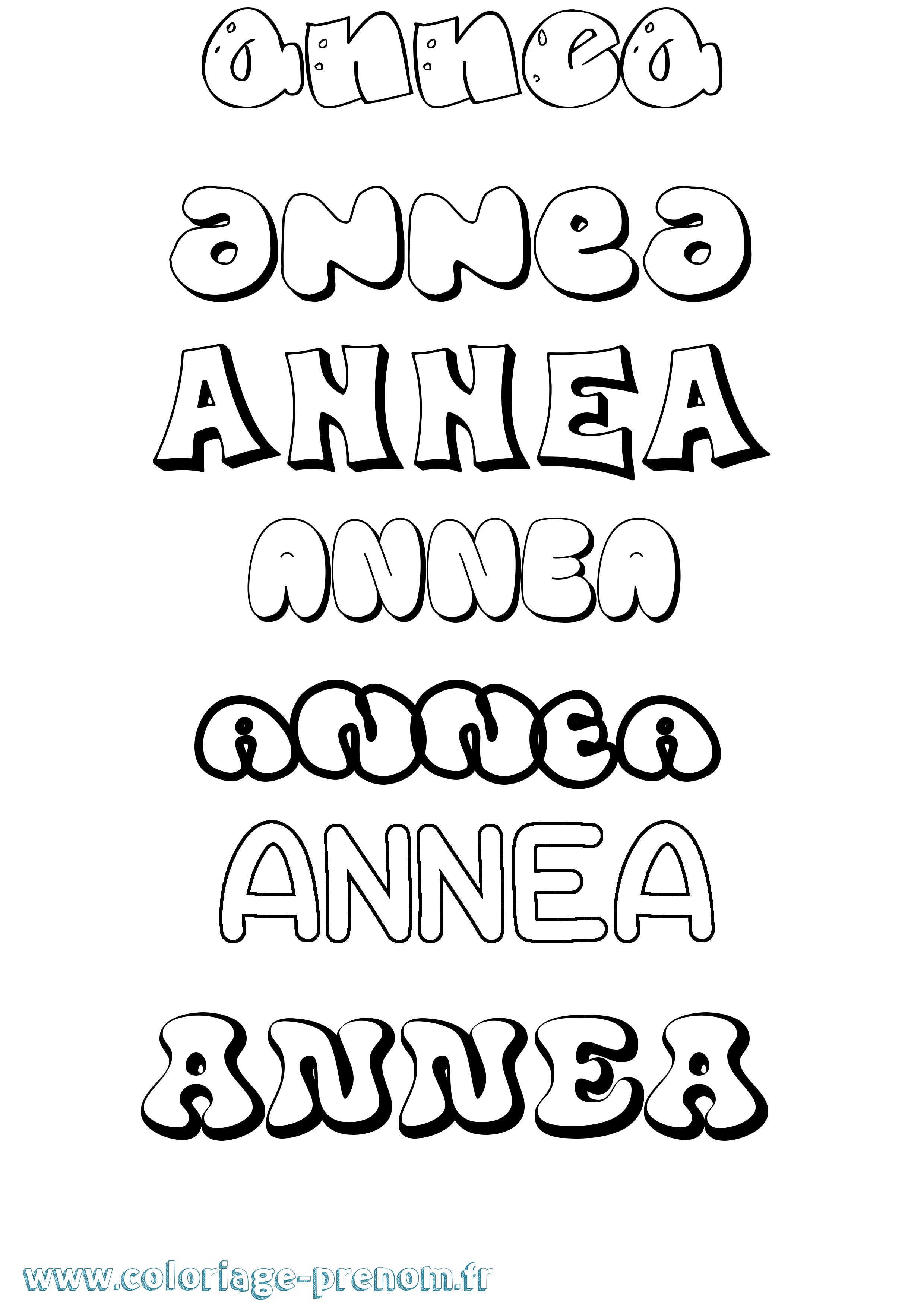 Coloriage Annea Bubble Coloriage prénom Annea Bubble