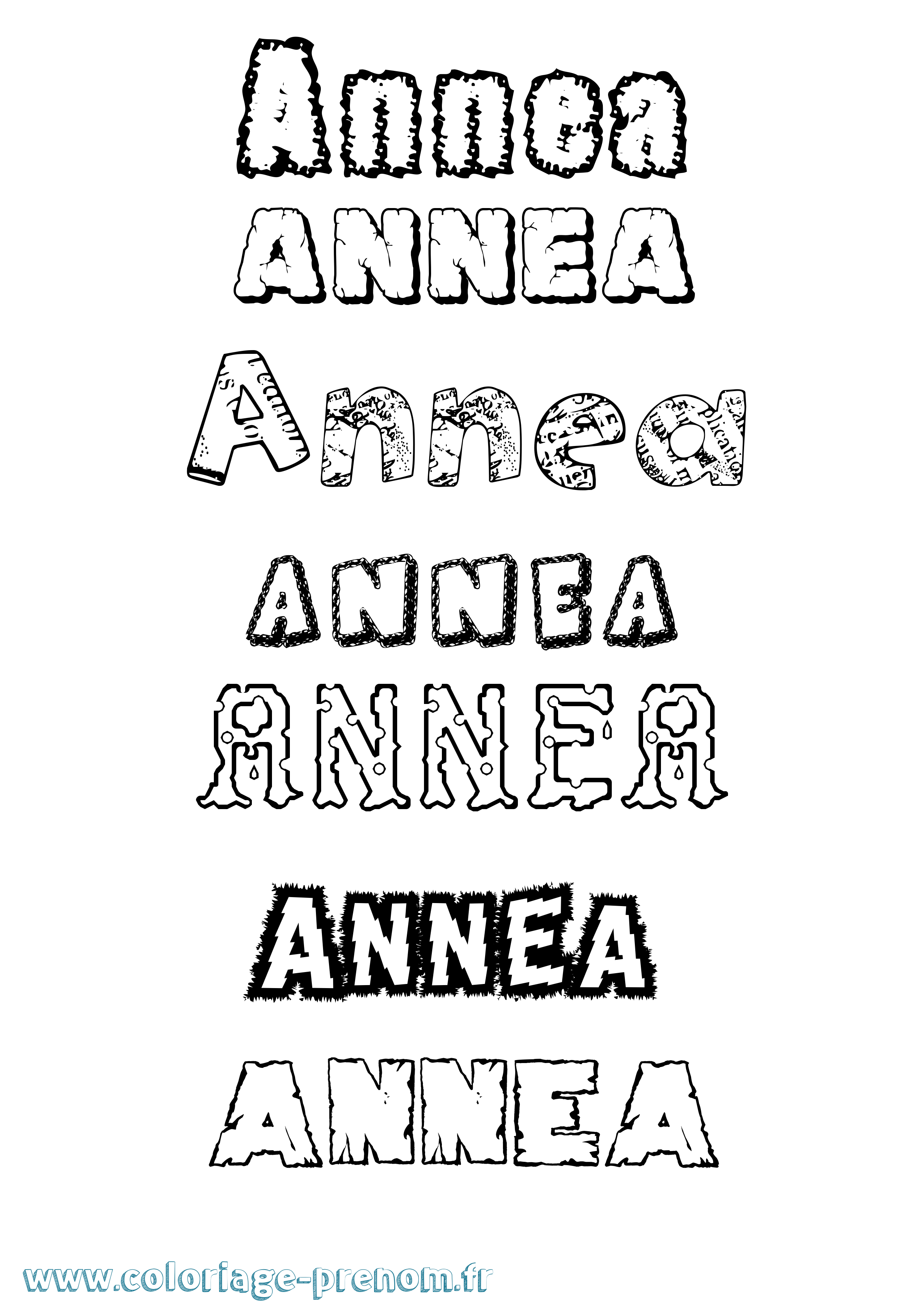 Coloriage Annea Destructuré Coloriage prénom Annea Destructuré