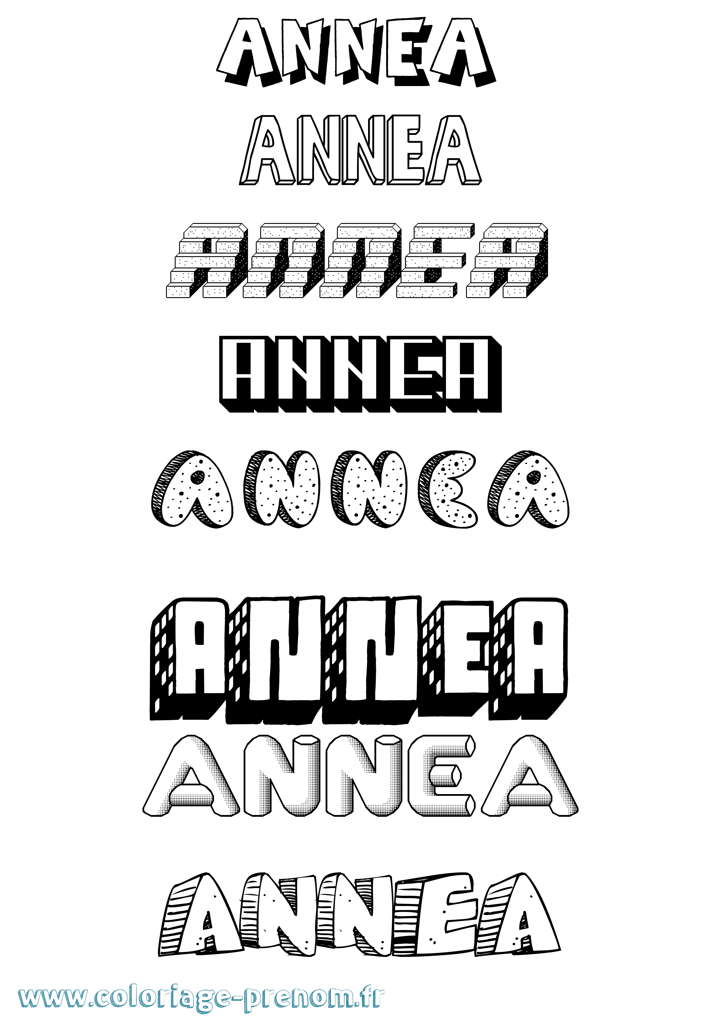 Coloriage Annea Effet 3D Coloriage prénom Annea Effet 3D