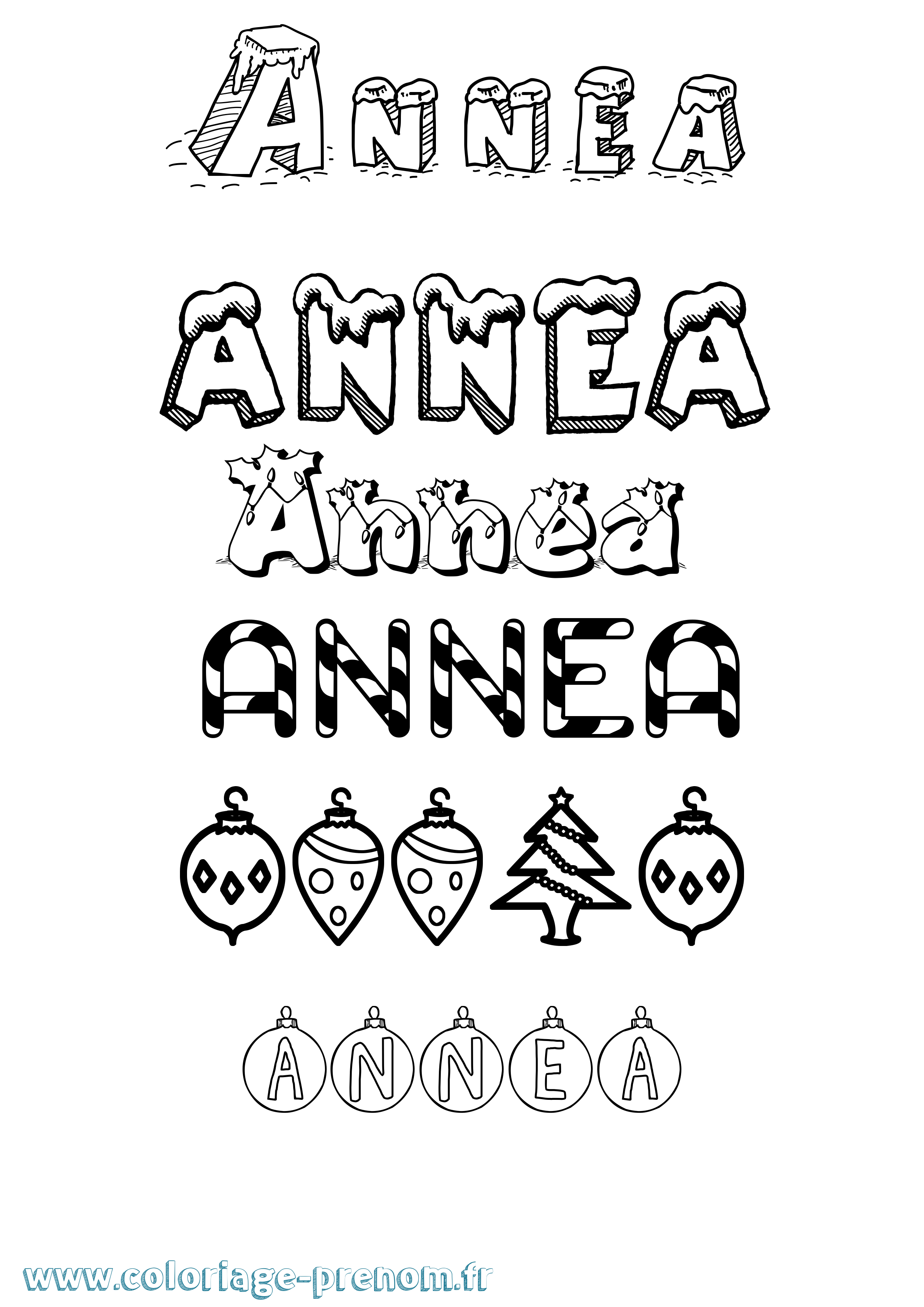 Coloriage Annea Noël Coloriage prénom Annea Noël