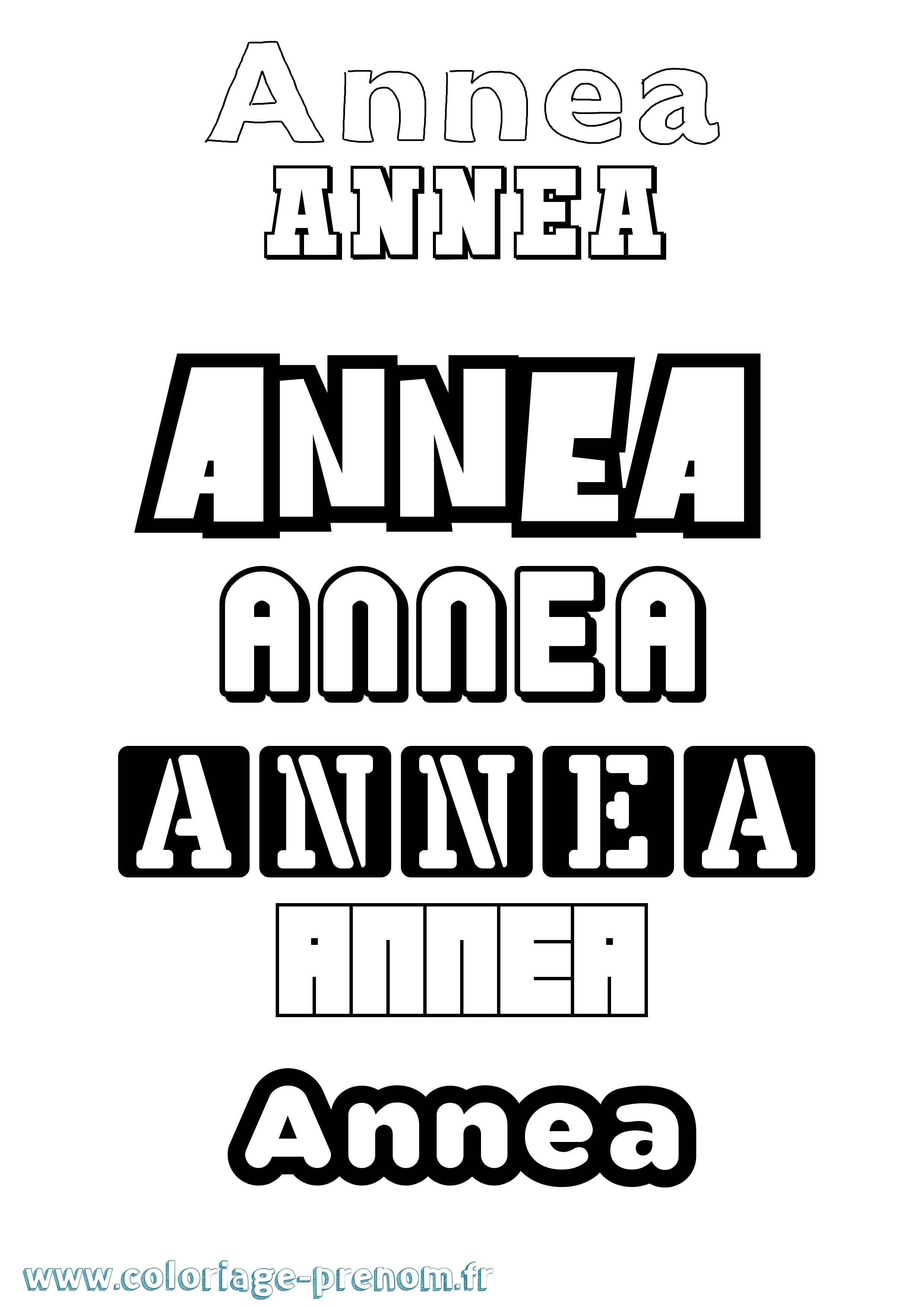 Coloriage Annea Simple Coloriage prénom Annea Simple