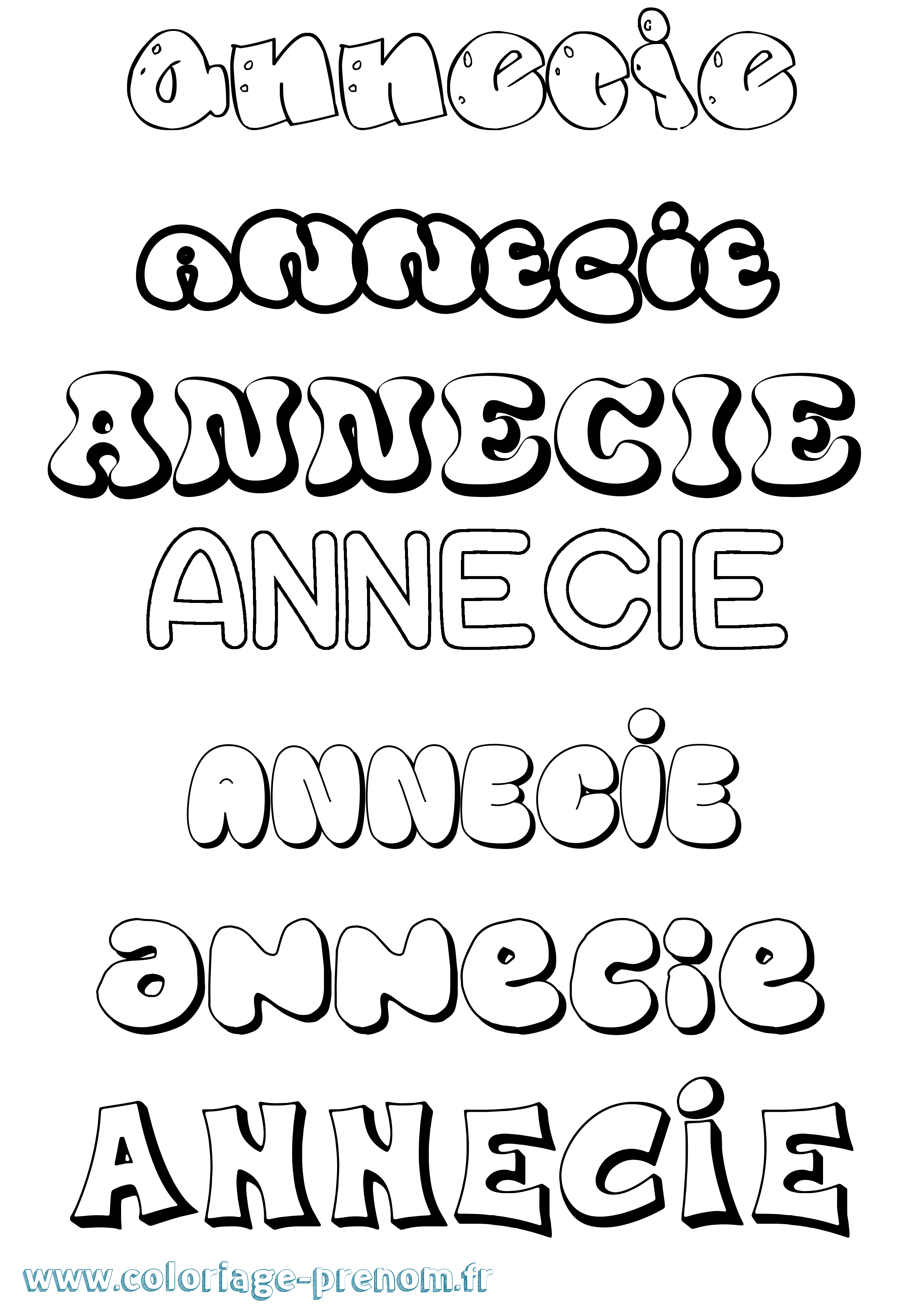 Coloriage Annecie Bubble Coloriage prénom Annecie Bubble