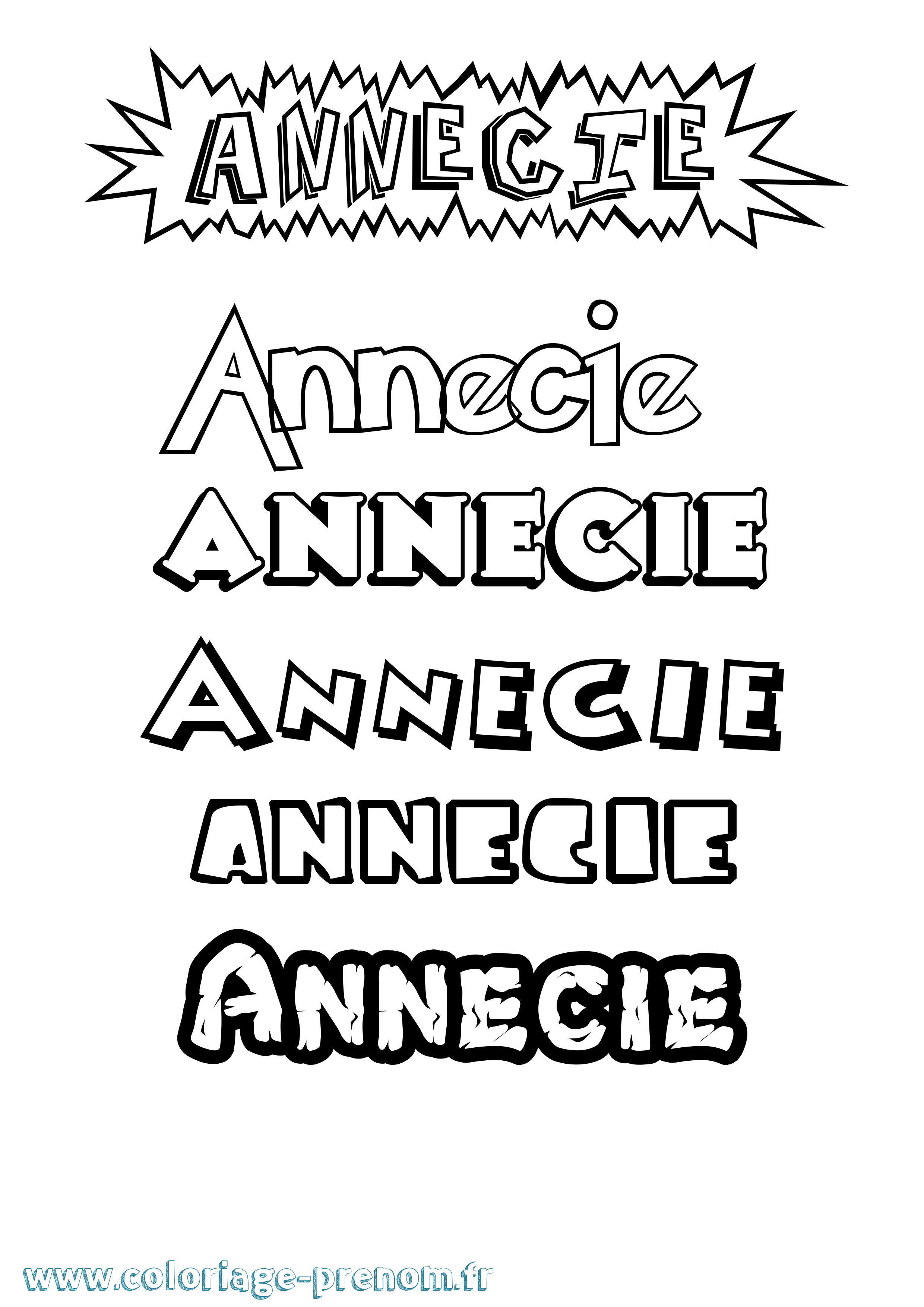 Coloriage Annecie Dessin Animé Coloriage prénom Annecie Dessin Animé