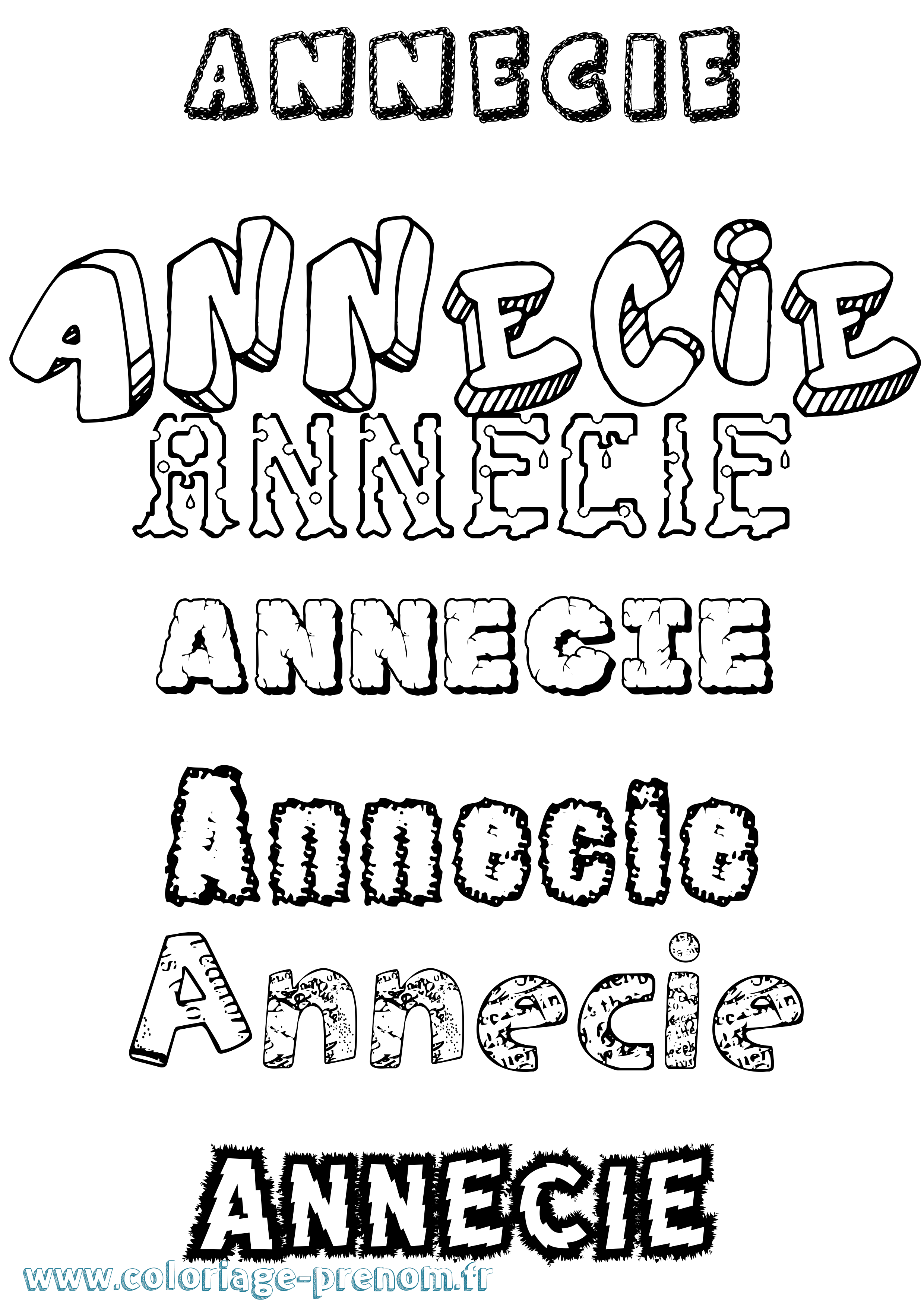 Coloriage Annecie Destructuré Coloriage prénom Annecie Destructuré