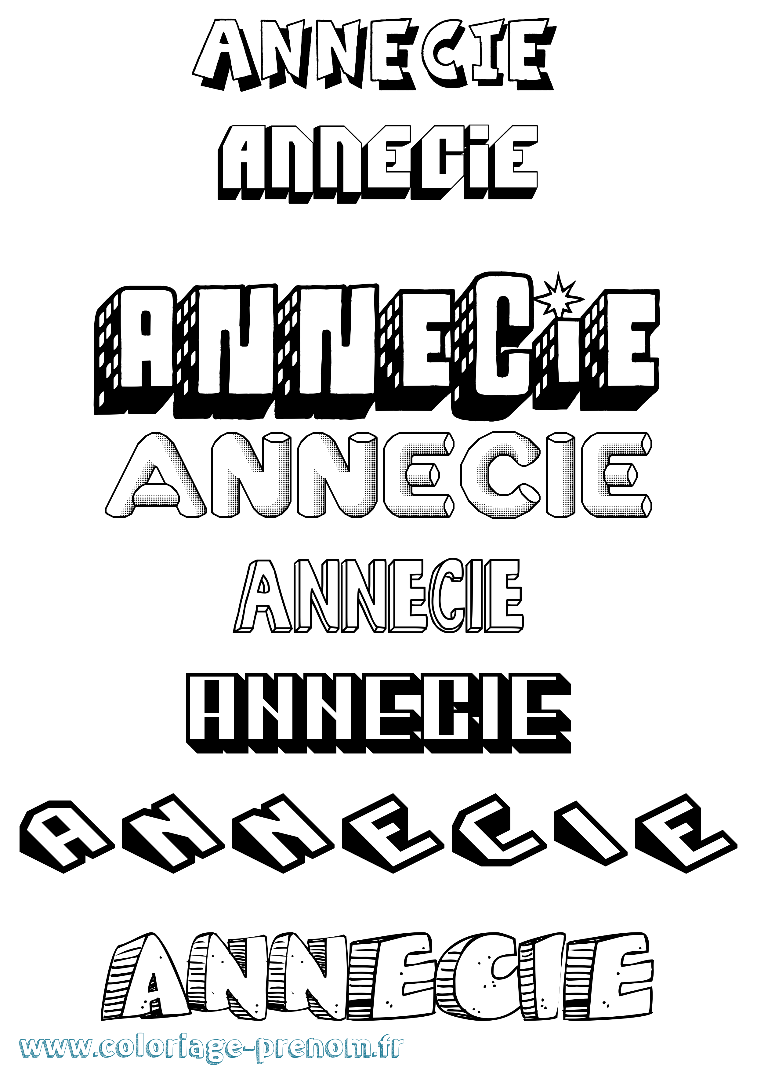 Coloriage Annecie Effet 3D Coloriage prénom Annecie Effet 3D