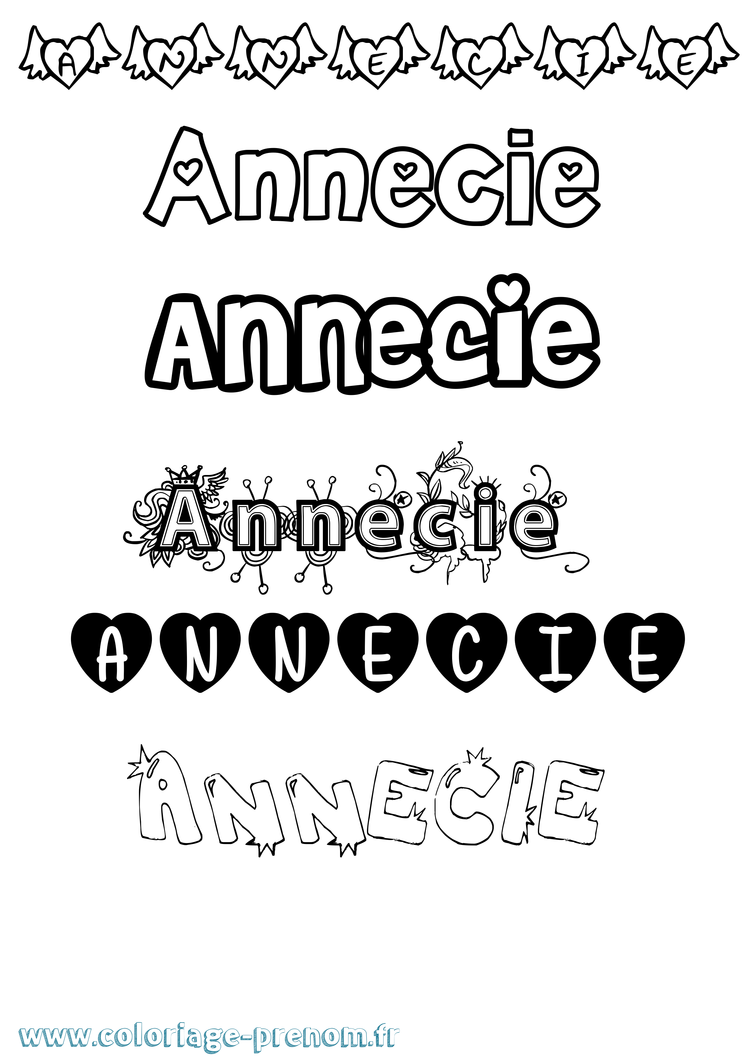 Coloriage Annecie Girly Coloriage prénom Annecie Girly