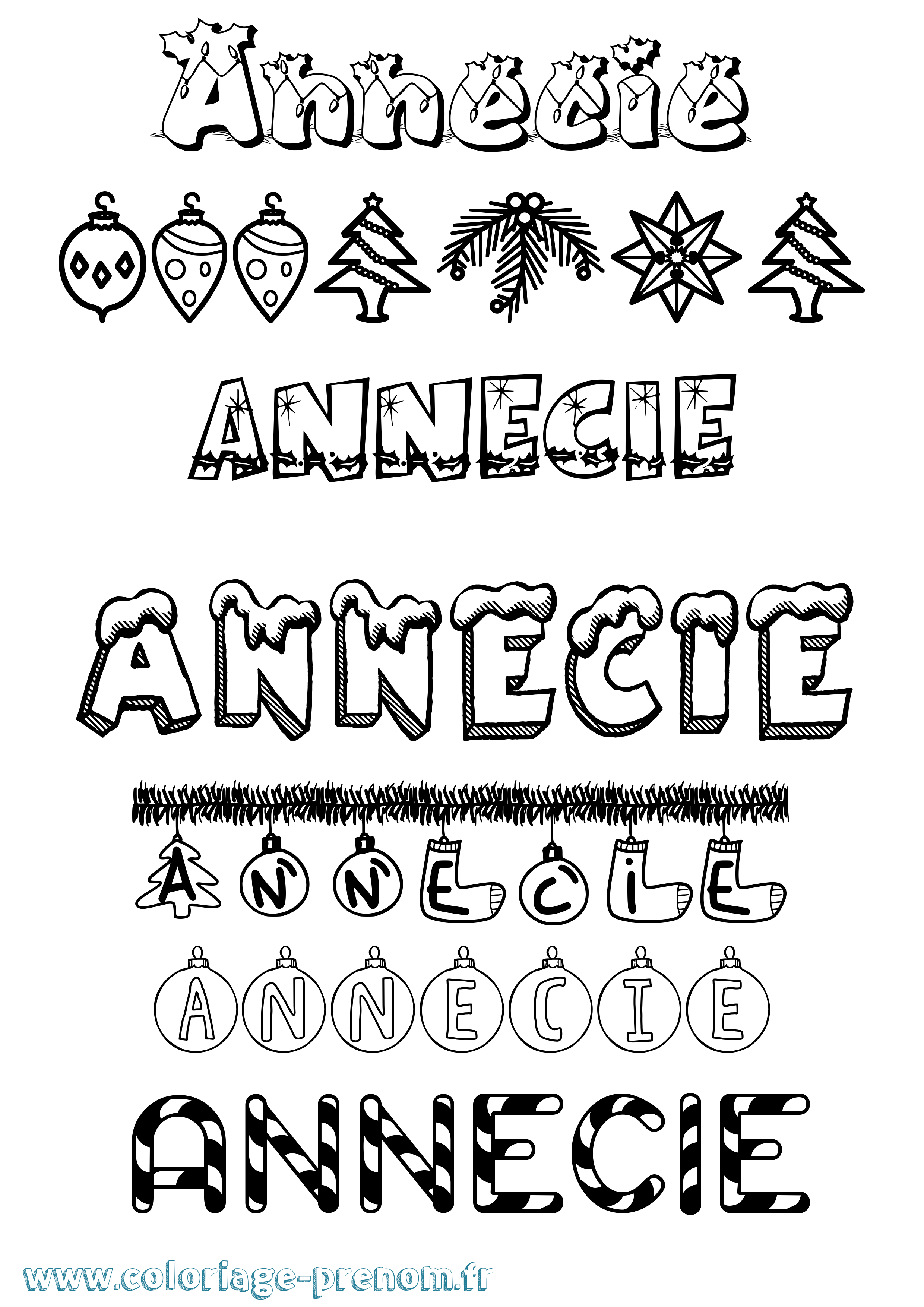 Coloriage Annecie Noël Coloriage prénom Annecie Noël