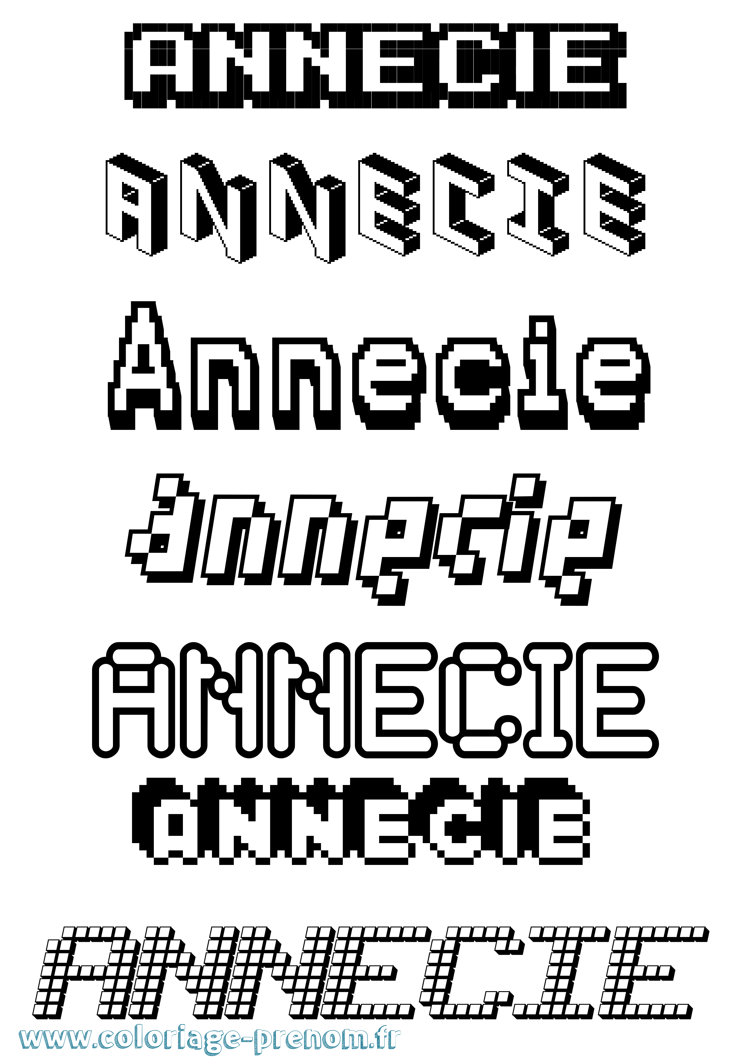 Coloriage Annecie Pixel Coloriage prénom Annecie Pixel