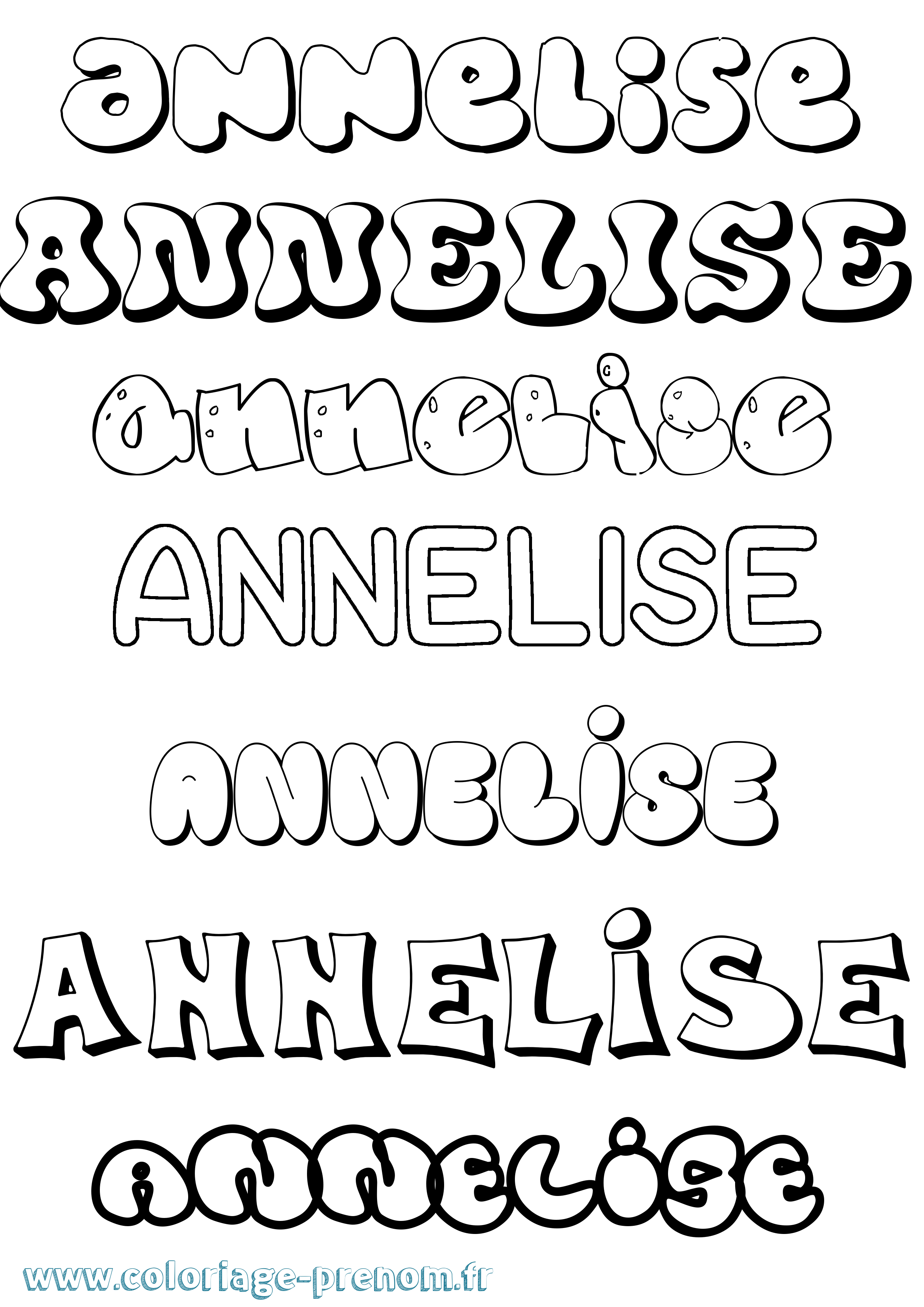 Coloriage Annelise Bubble Coloriage prénom Annelise Bubble