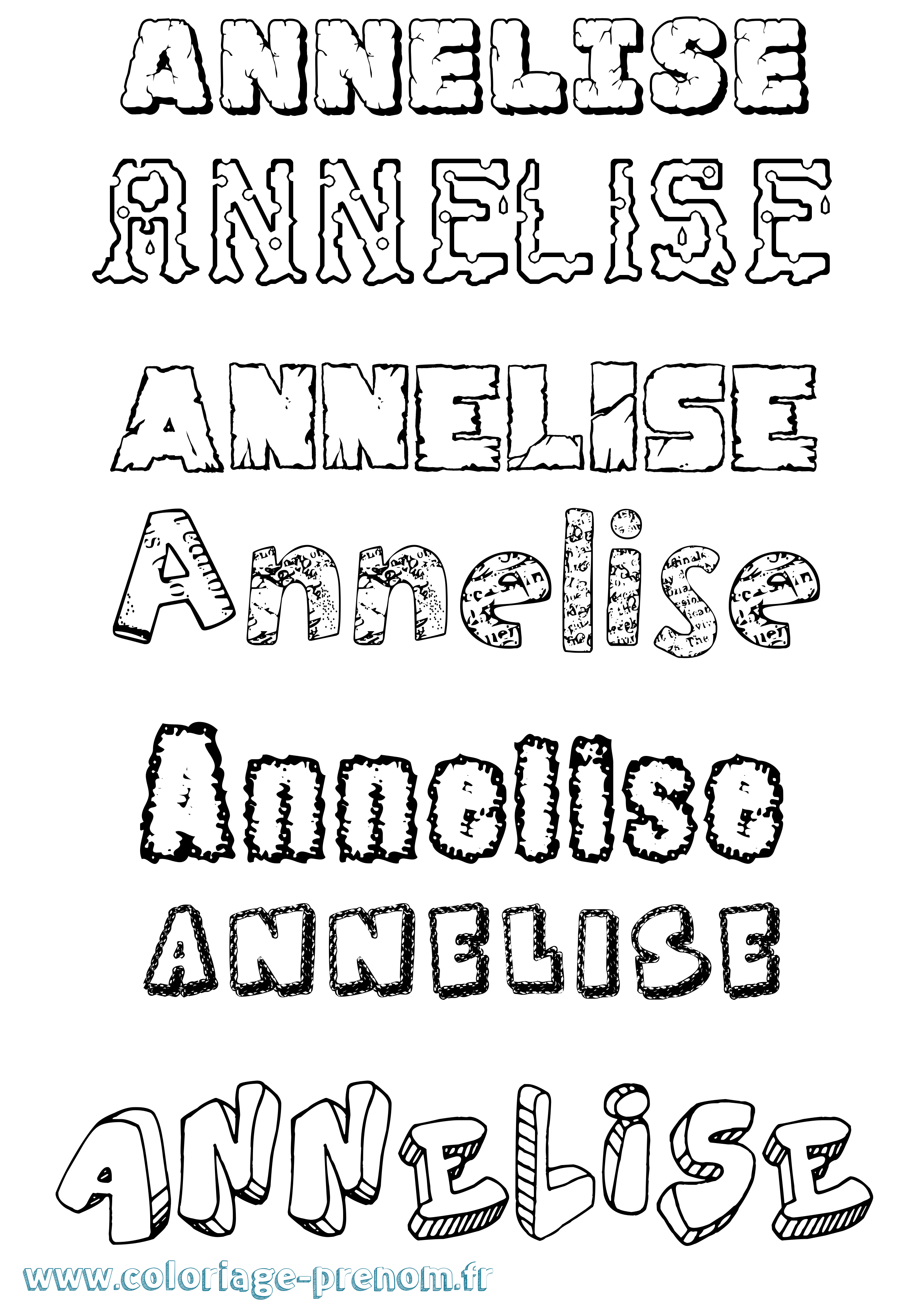 Coloriage Annelise Destructuré Coloriage prénom Annelise Destructuré