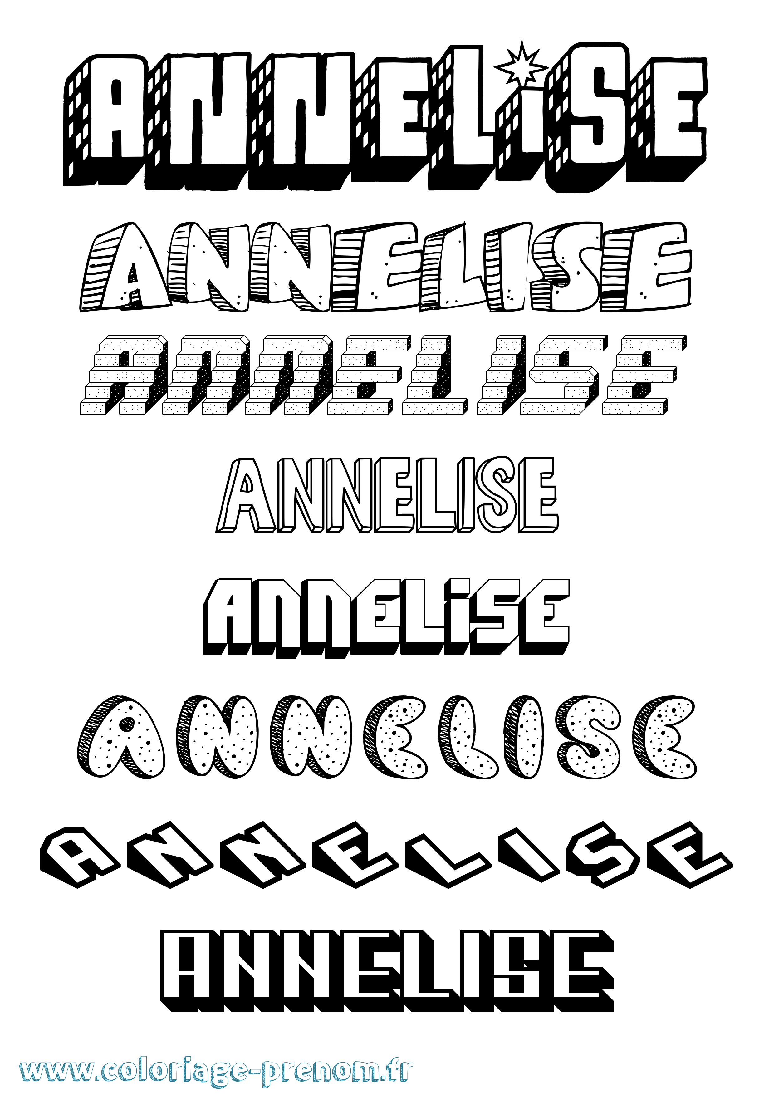 Coloriage Annelise Effet 3D Coloriage prénom Annelise Effet 3D