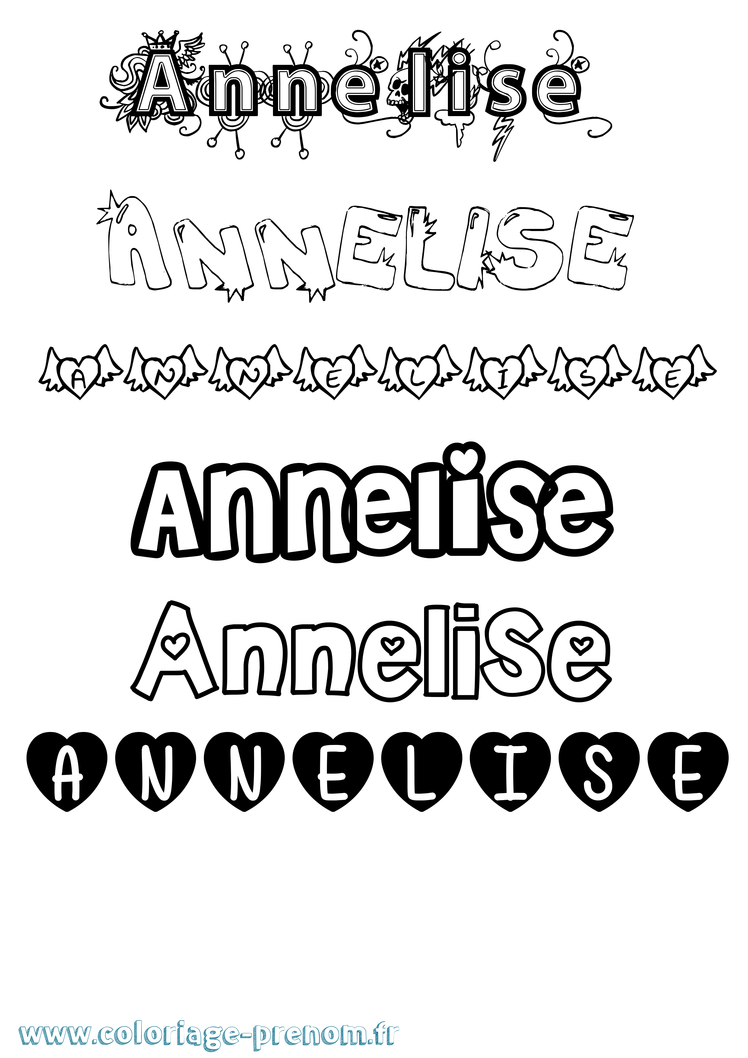 Coloriage Annelise Girly Coloriage prénom Annelise Girly