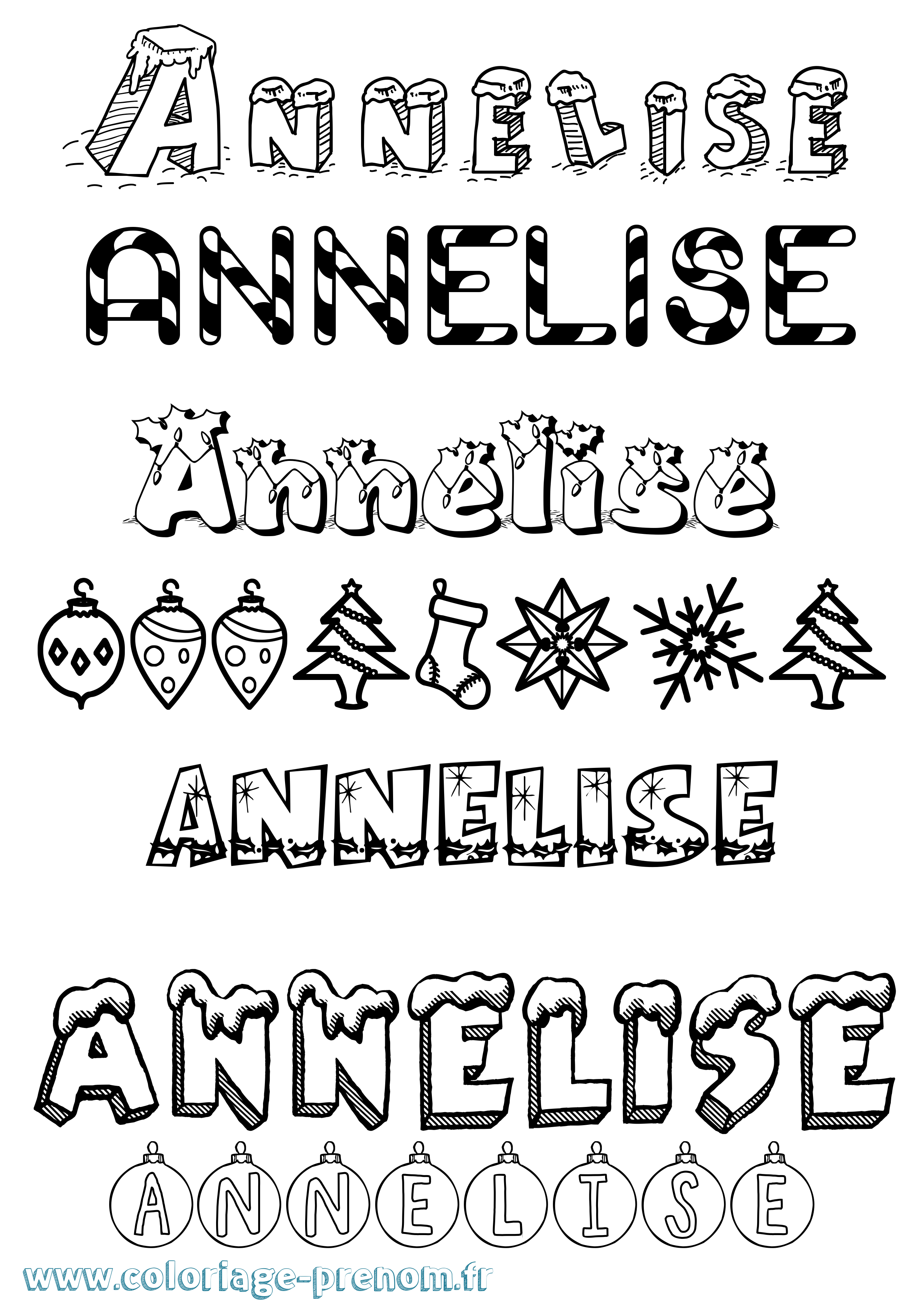 Coloriage Annelise Noël Coloriage prénom Annelise Noël