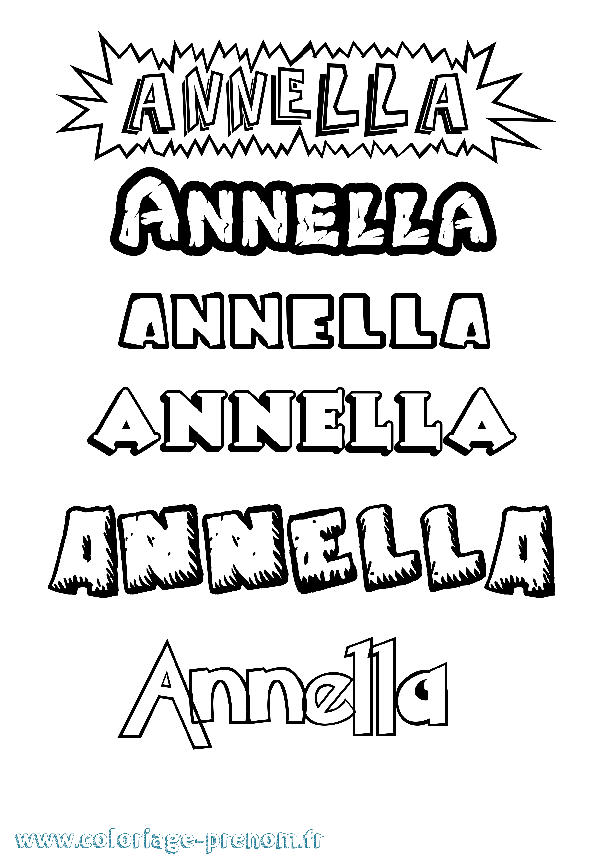 Coloriage Annella Dessin Animé Coloriage prénom Annella Dessin Animé