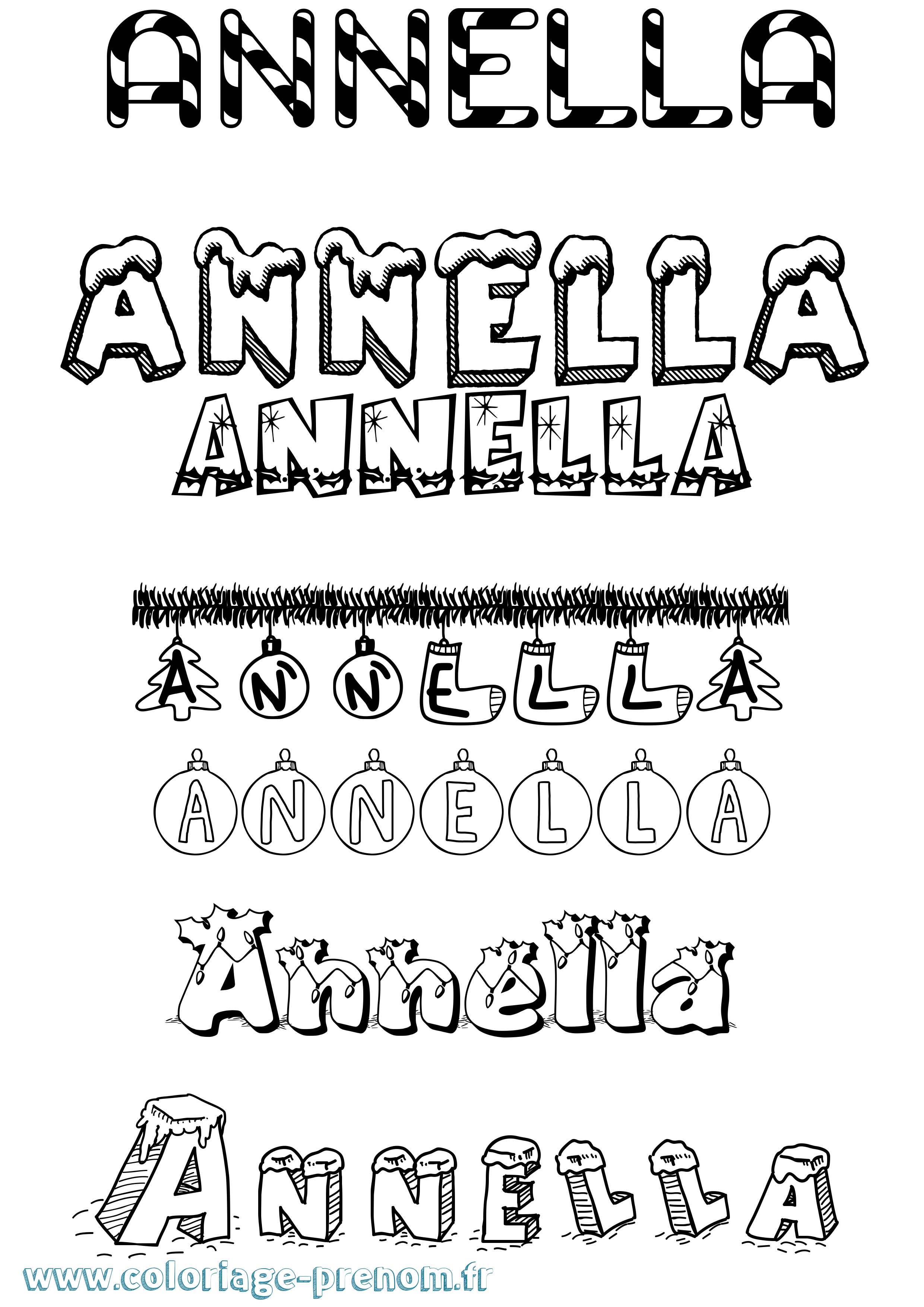 Coloriage Annella Noël Coloriage prénom Annella Noël