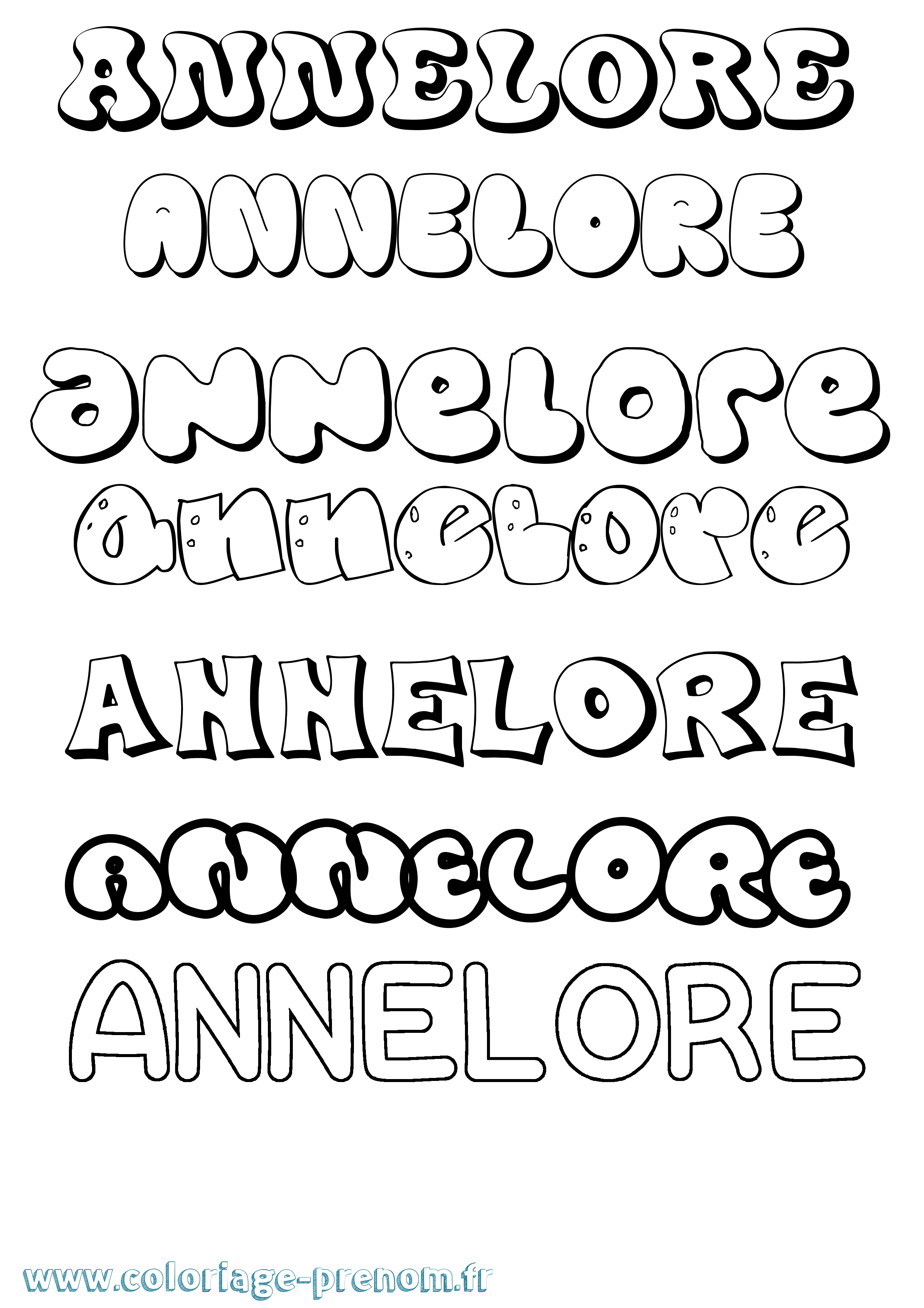 Coloriage Annelore Bubble Coloriage prénom Annelore Bubble