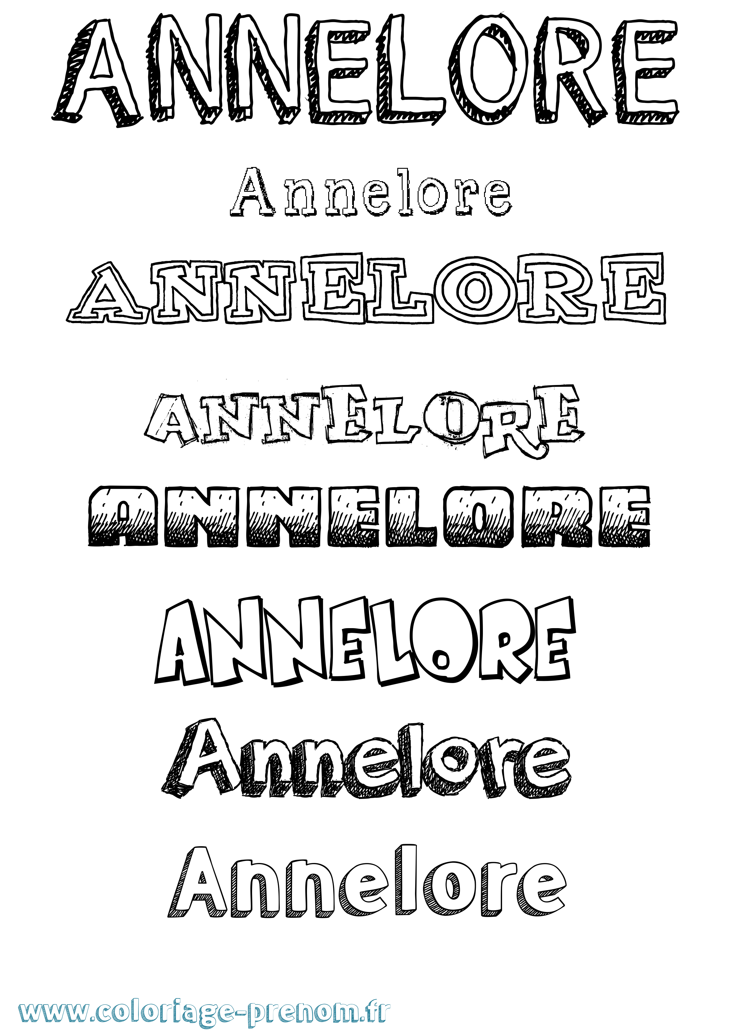 Coloriage Annelore Dessiné Coloriage prénom Annelore Dessiné