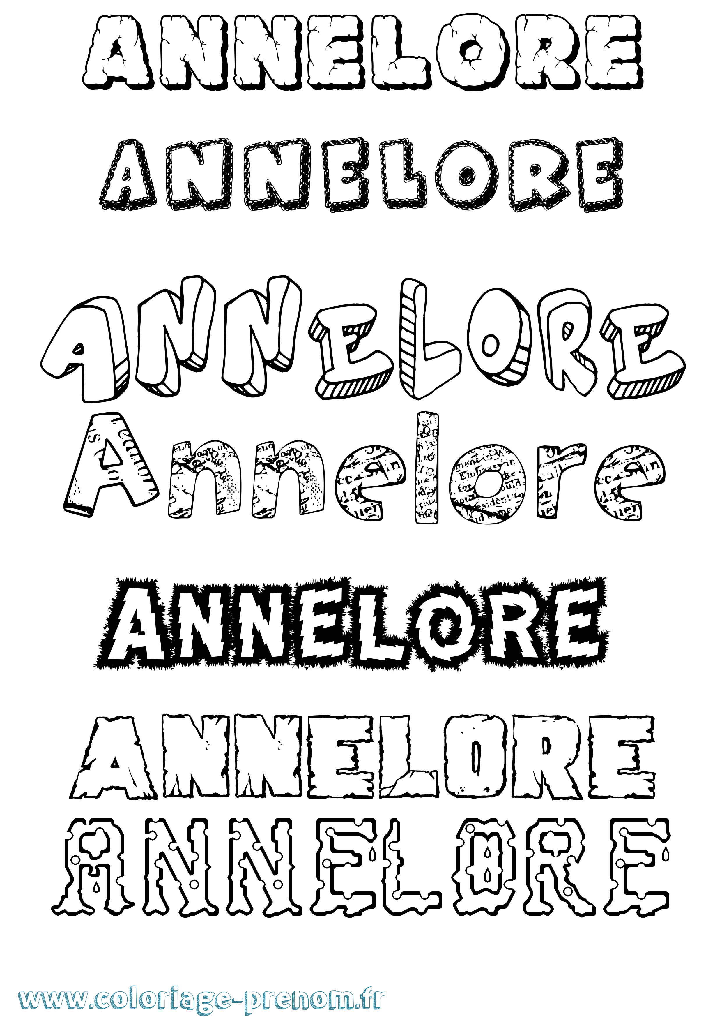 Coloriage Annelore Destructuré Coloriage prénom Annelore Destructuré