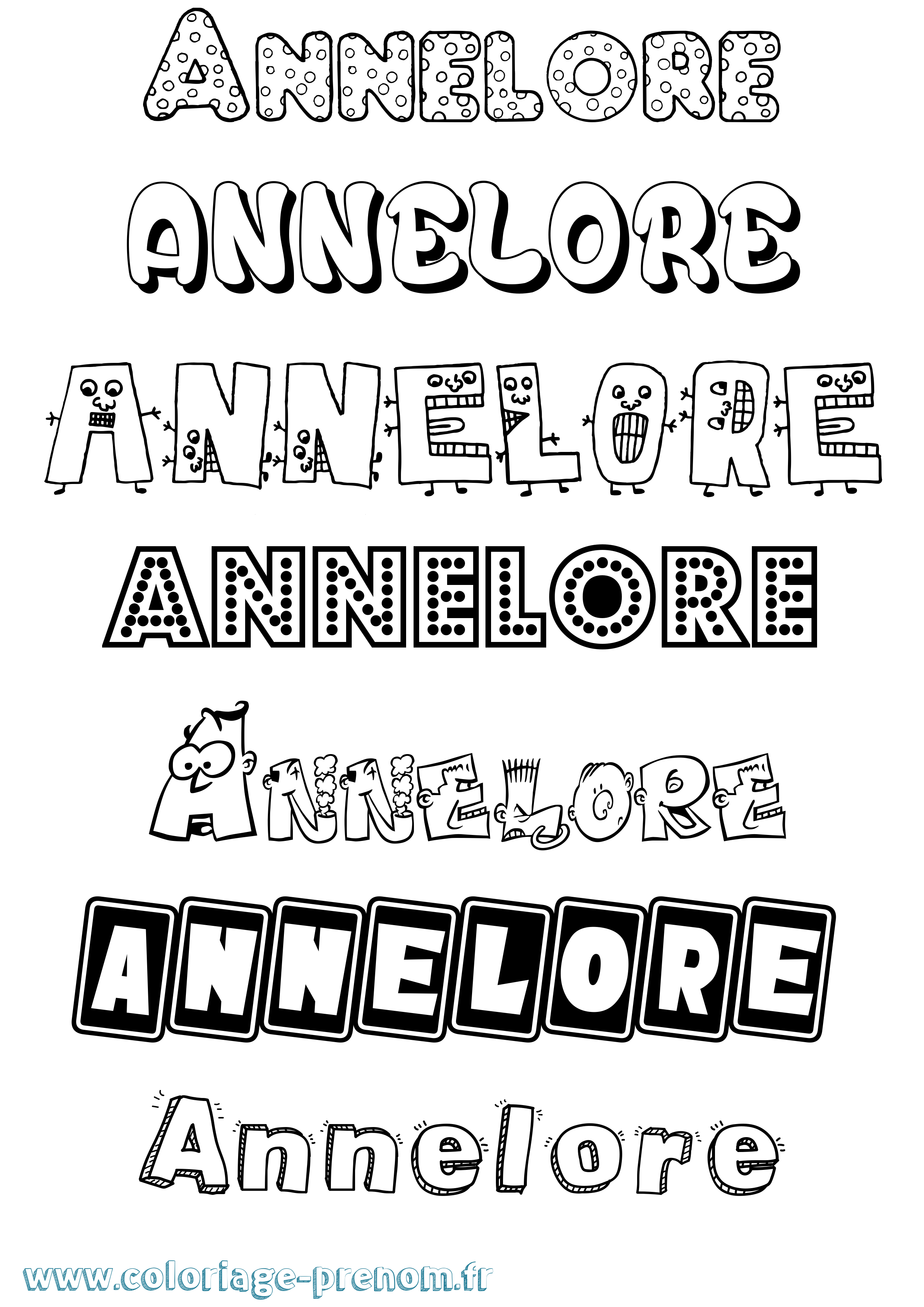Coloriage Annelore Fun Coloriage prénom Annelore Fun