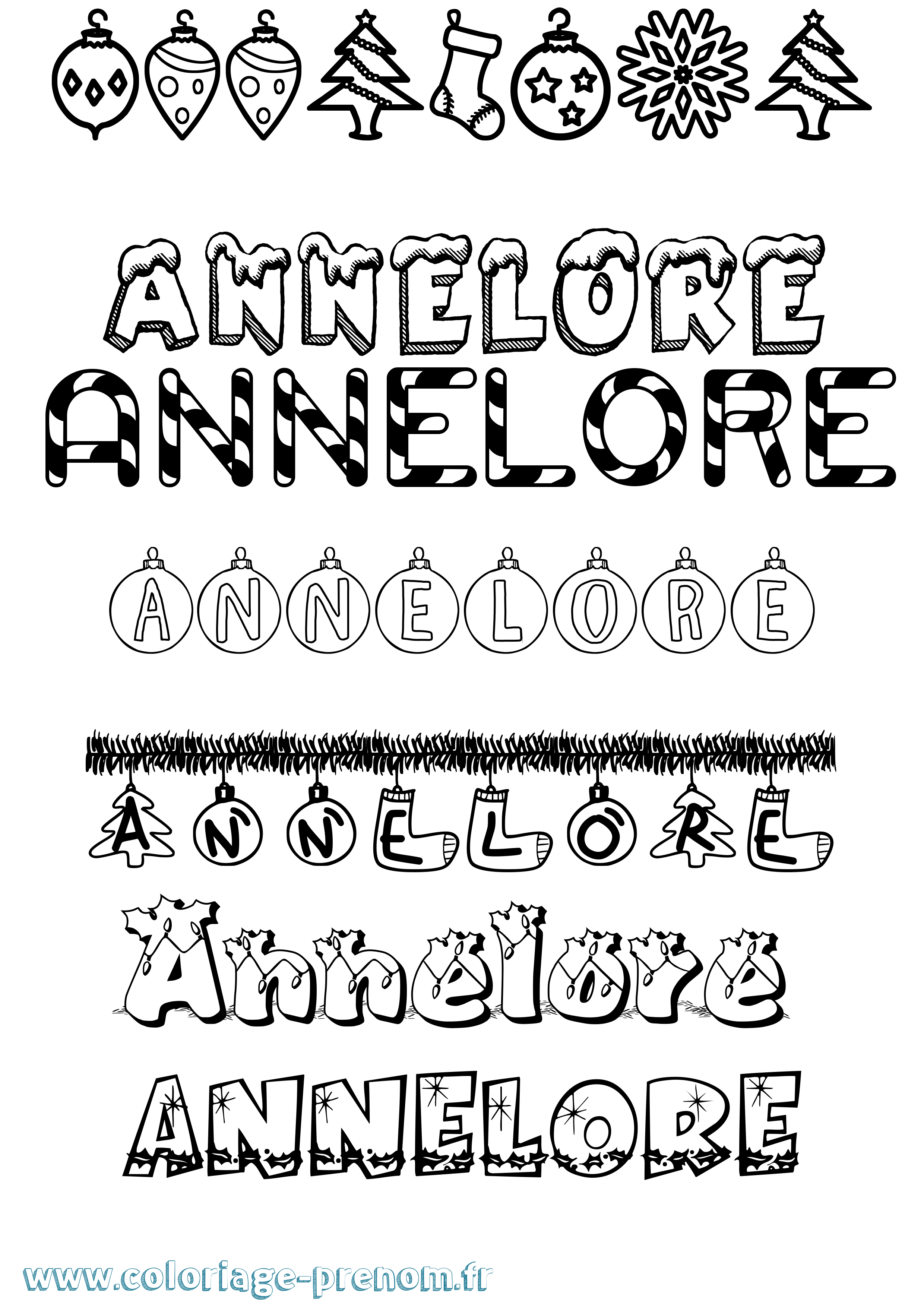 Coloriage Annelore Noël Coloriage prénom Annelore Noël