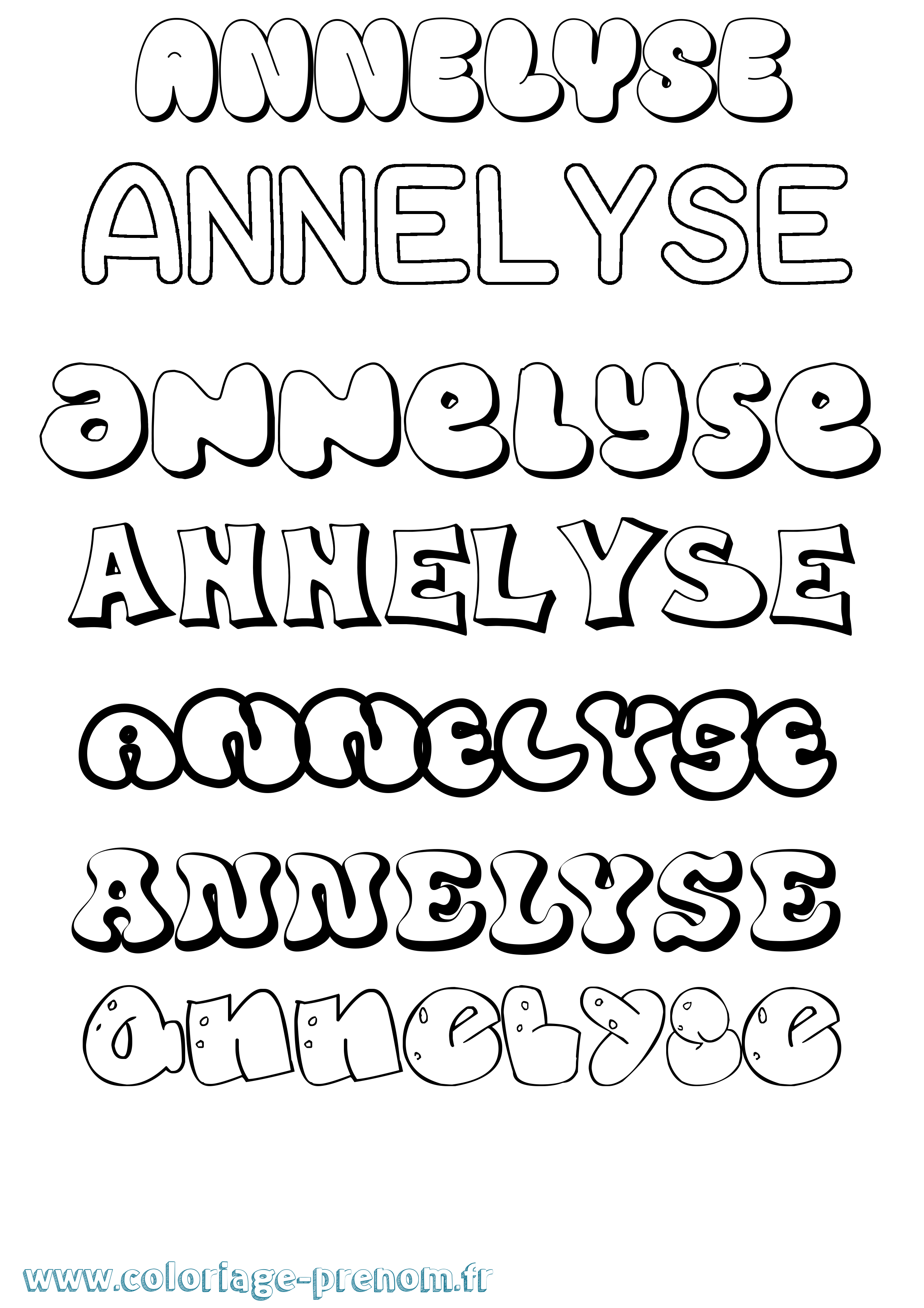 Coloriage Annelyse Bubble Coloriage prénom Annelyse Bubble