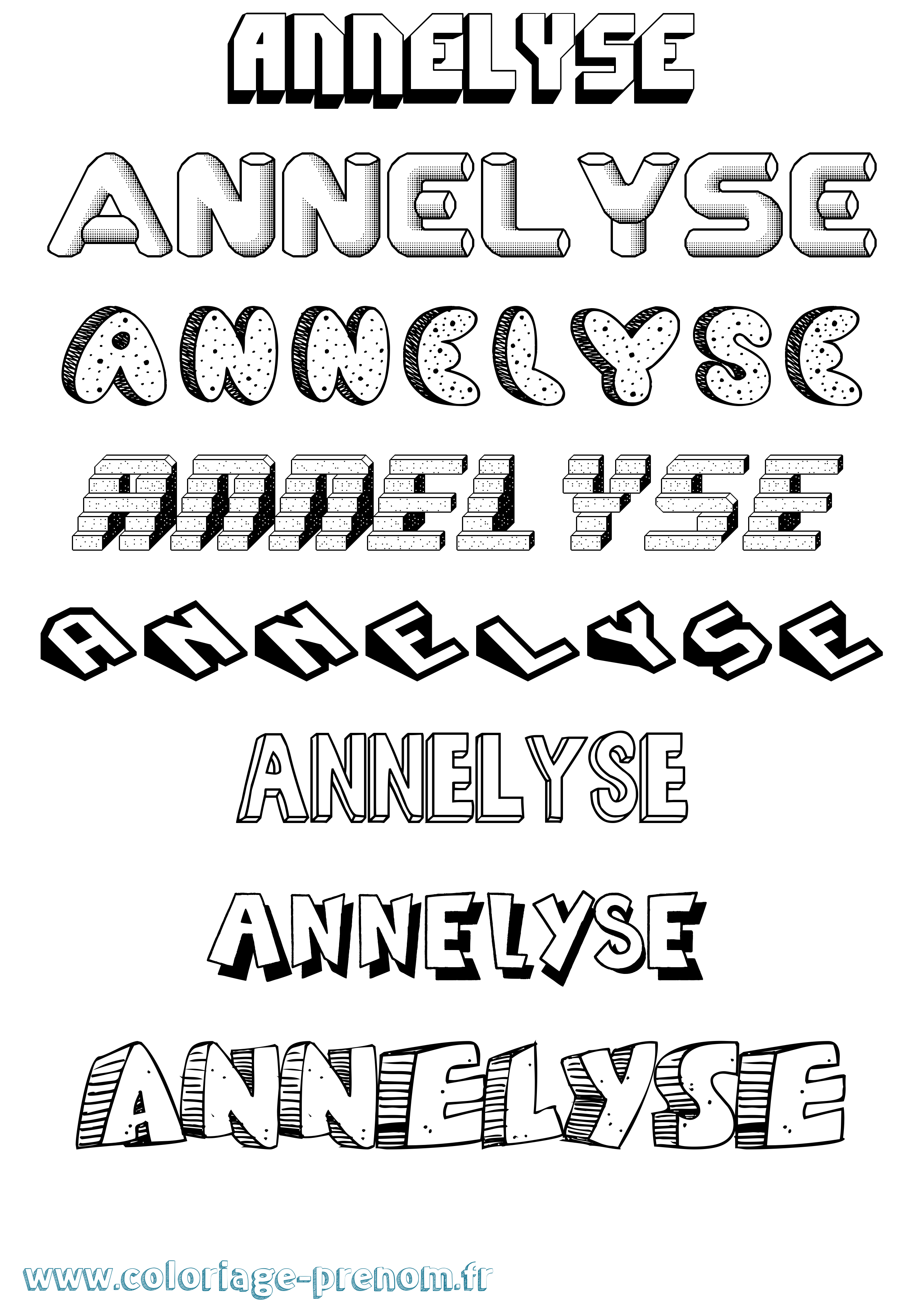 Coloriage Annelyse Effet 3D Coloriage prénom Annelyse Effet 3D