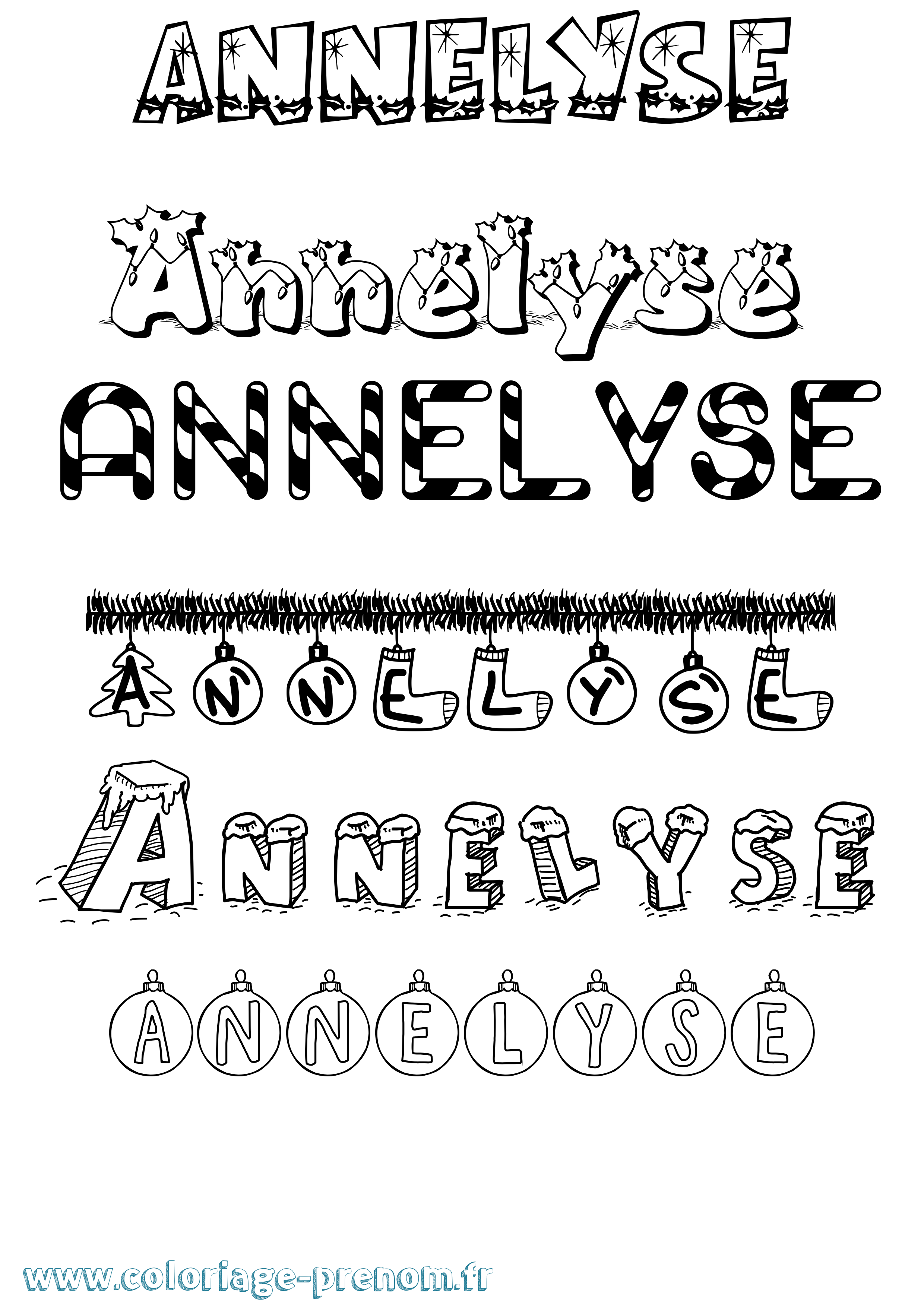 Coloriage Annelyse Noël Coloriage prénom Annelyse Noël