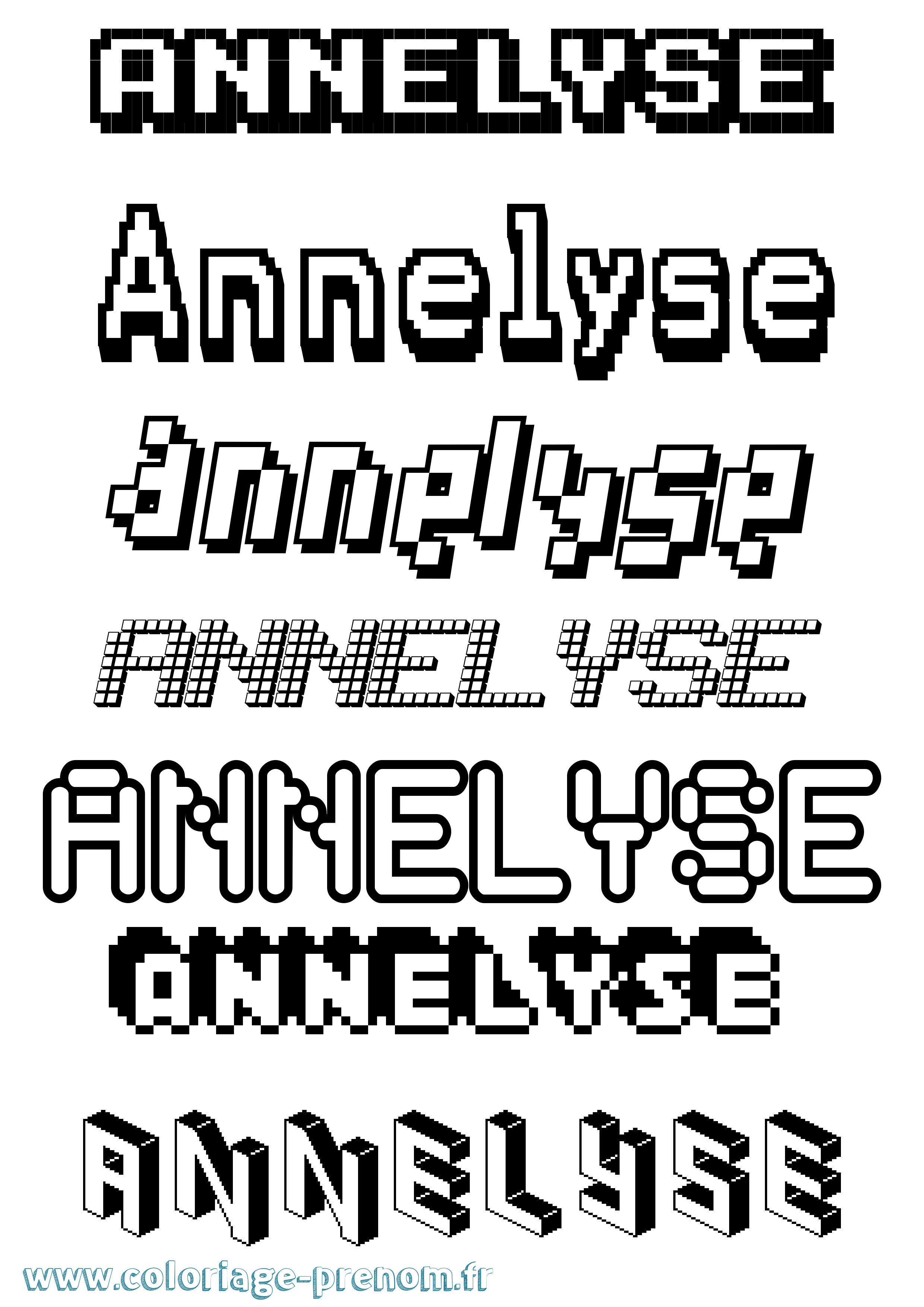 Coloriage Annelyse Pixel Coloriage prénom Annelyse Pixel