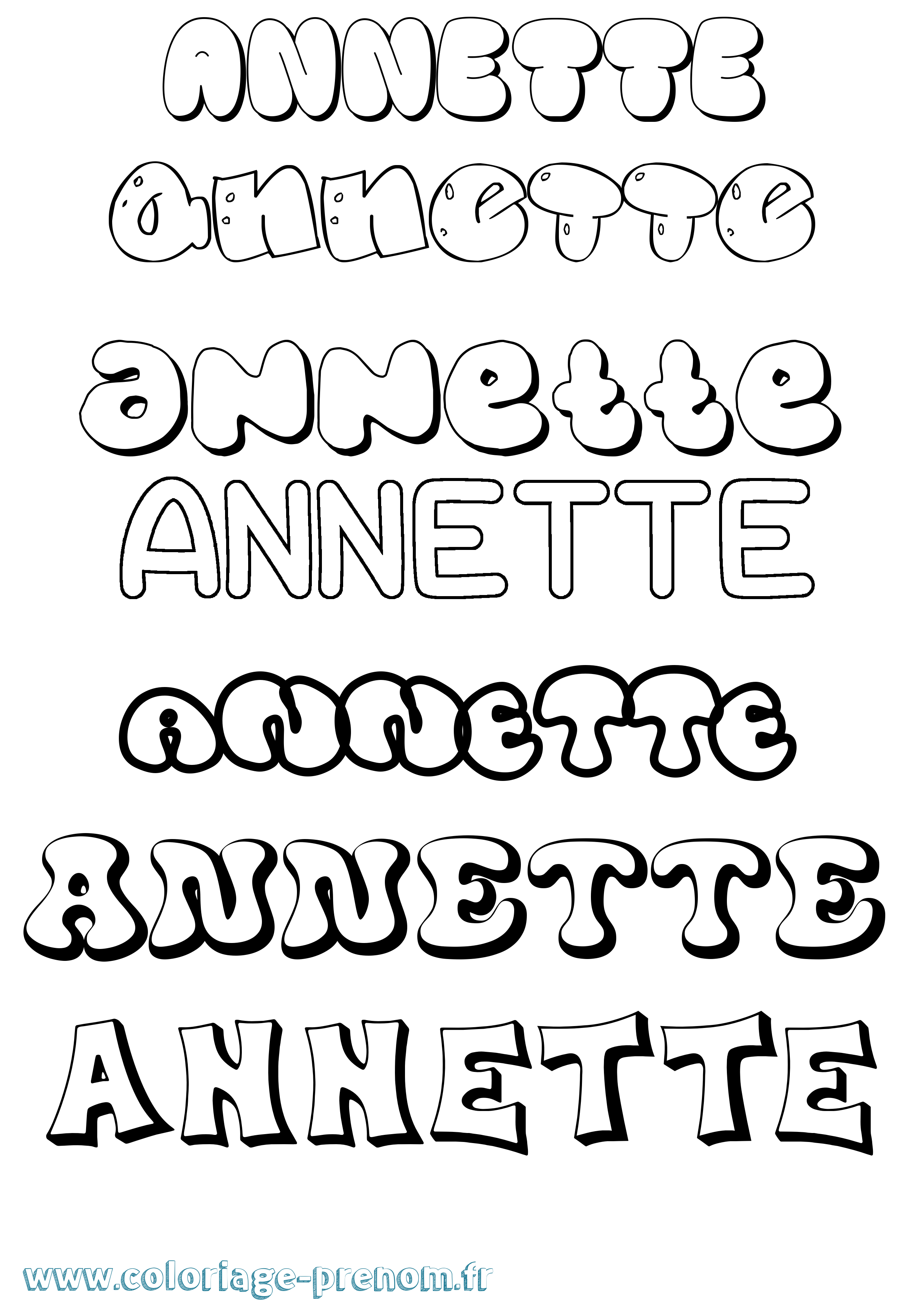 Coloriage Annette Bubble Coloriage prénom Annette Bubble