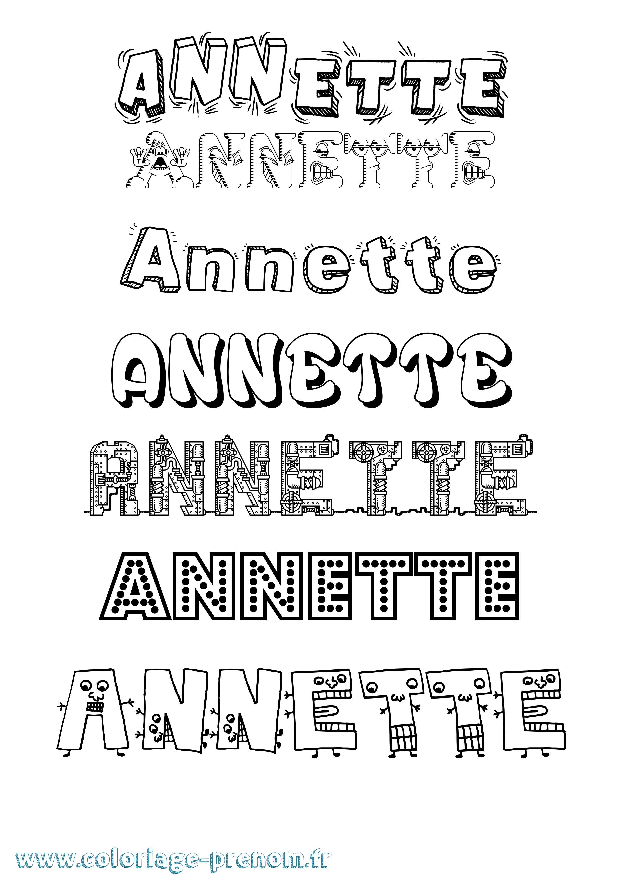 Coloriage Annette Fun Coloriage prénom Annette Fun