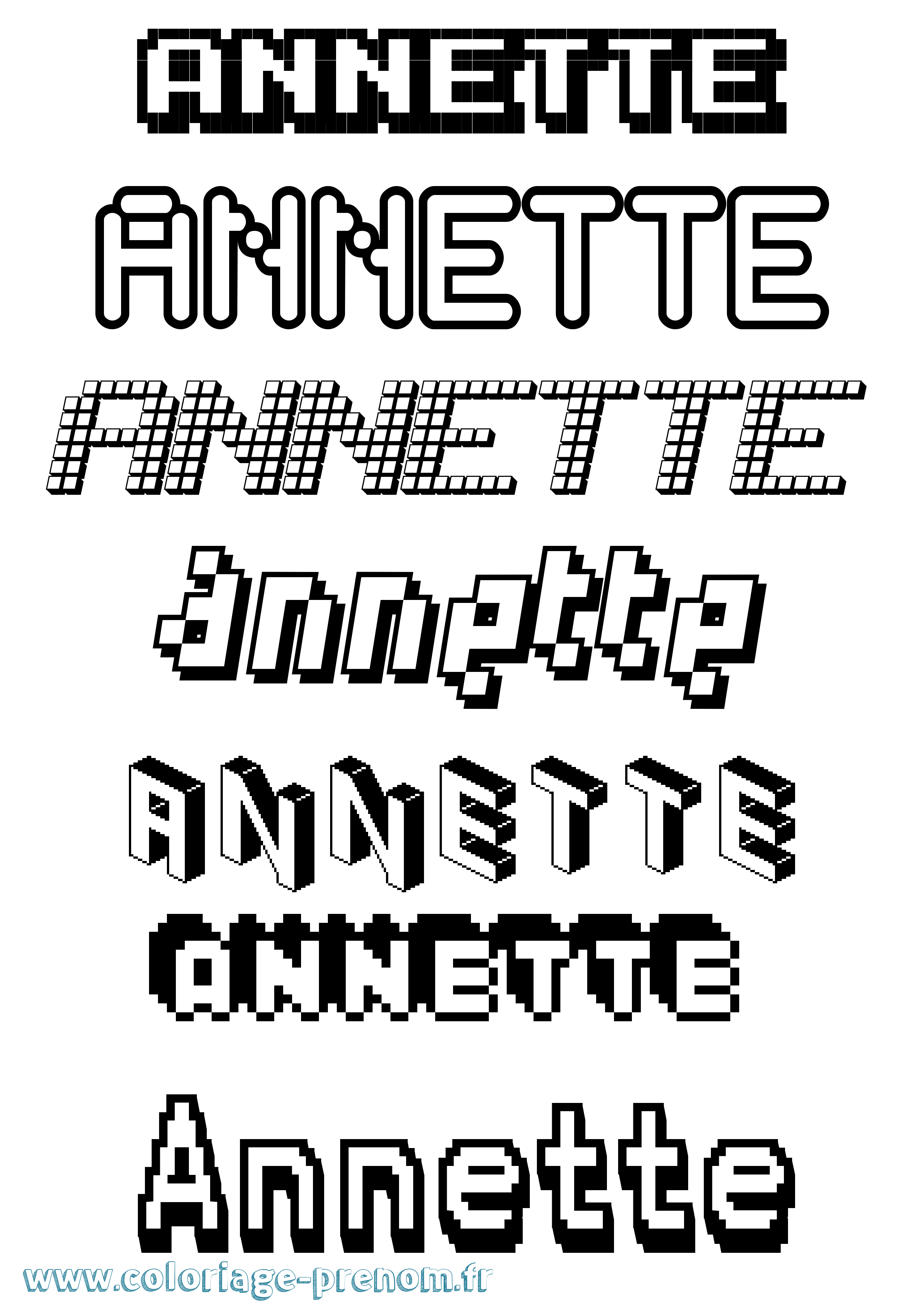 Coloriage Annette Pixel Coloriage prénom Annette Pixel