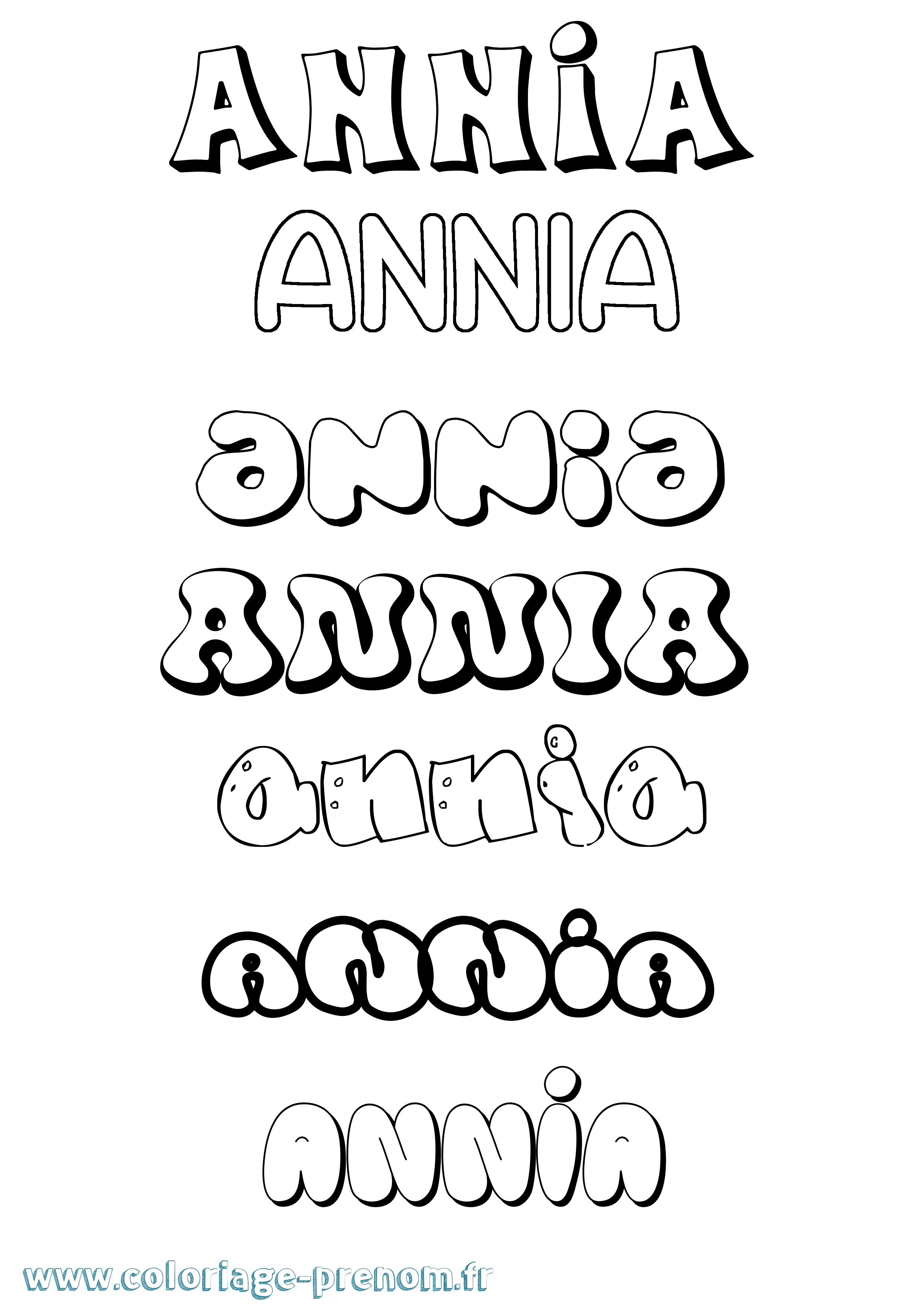 Coloriage Annia Bubble Coloriage prénom Annia Bubble