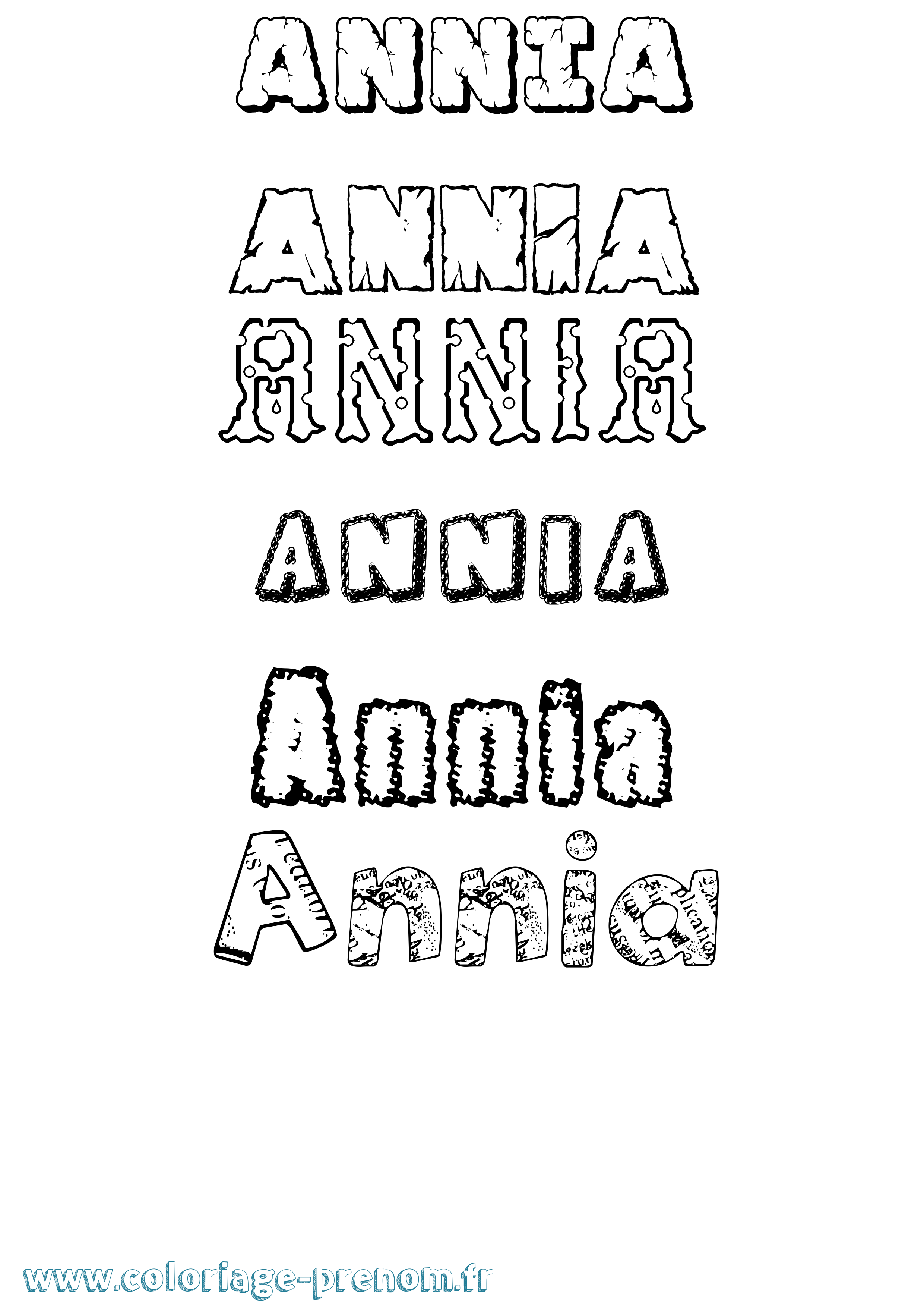 Coloriage Annia Destructuré Coloriage prénom Annia Destructuré