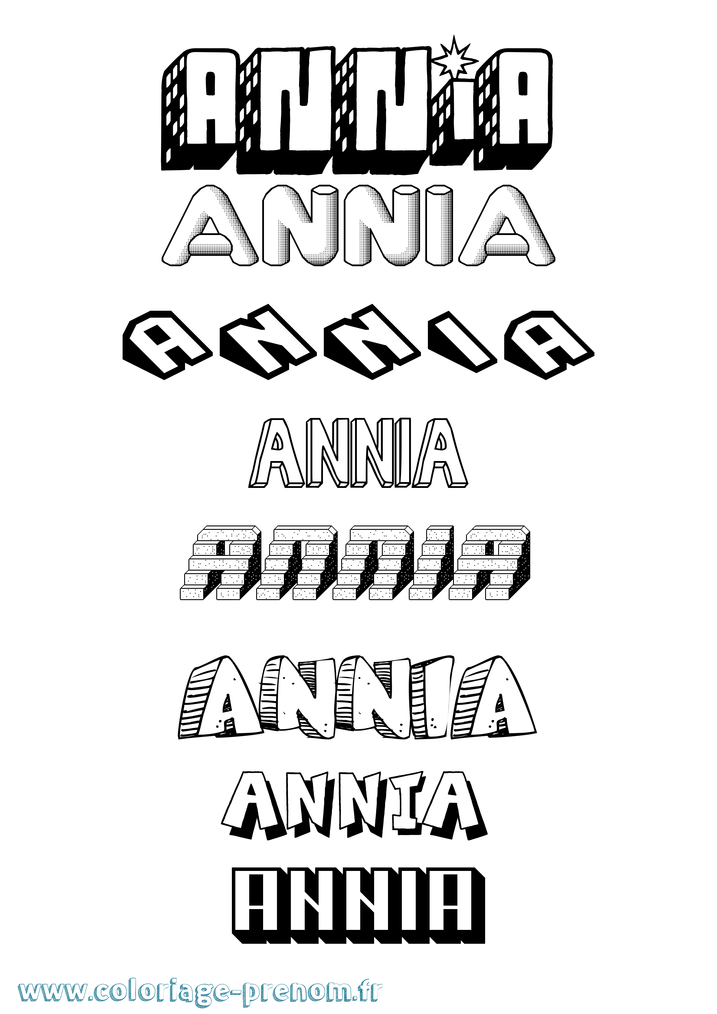 Coloriage Annia Effet 3D Coloriage prénom Annia Effet 3D