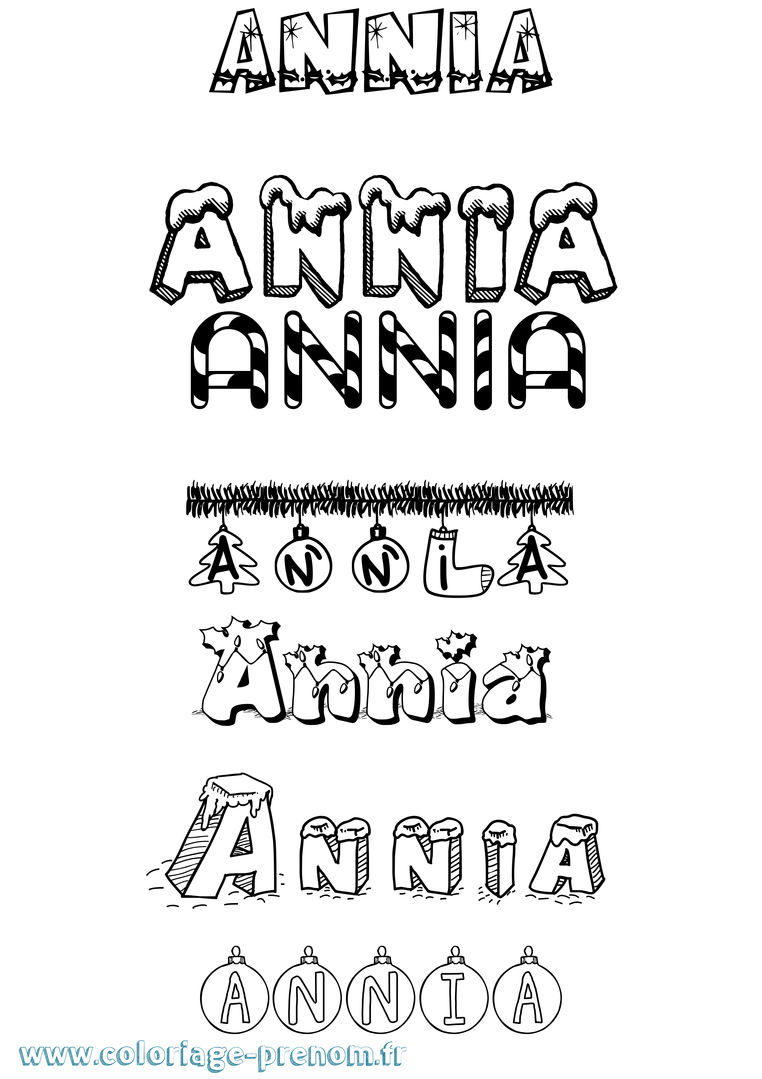 Coloriage Annia Noël Coloriage prénom Annia Noël