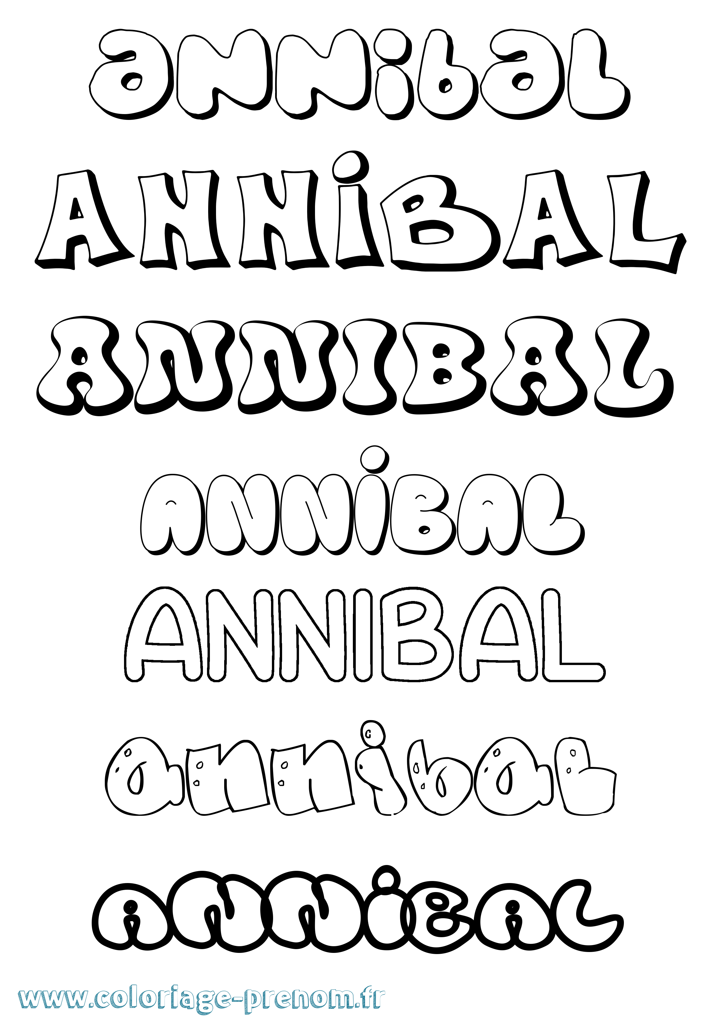 Coloriage Annibal Bubble Coloriage prénom Annibal Bubble
