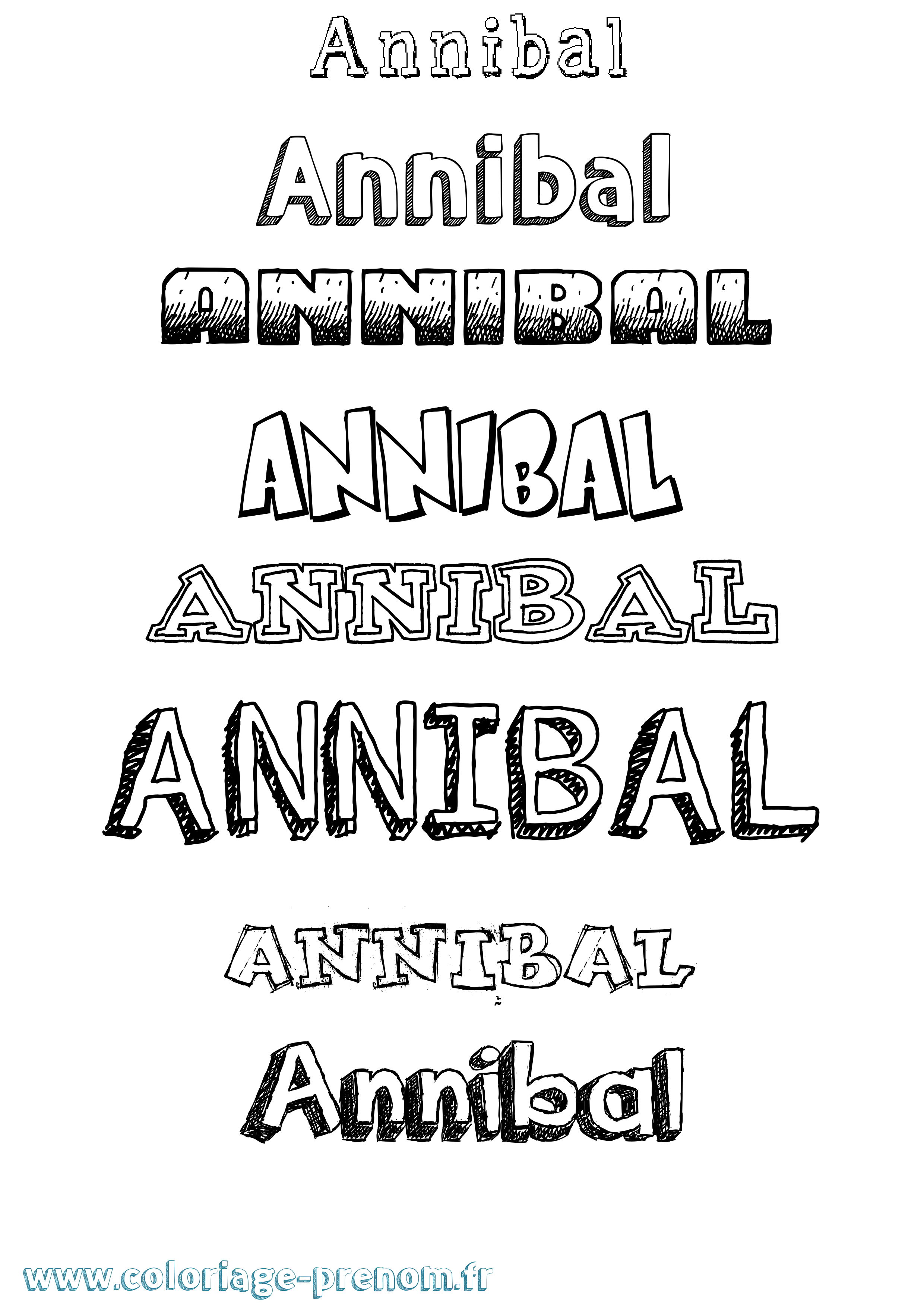 Coloriage Annibal Dessiné Coloriage prénom Annibal Dessiné