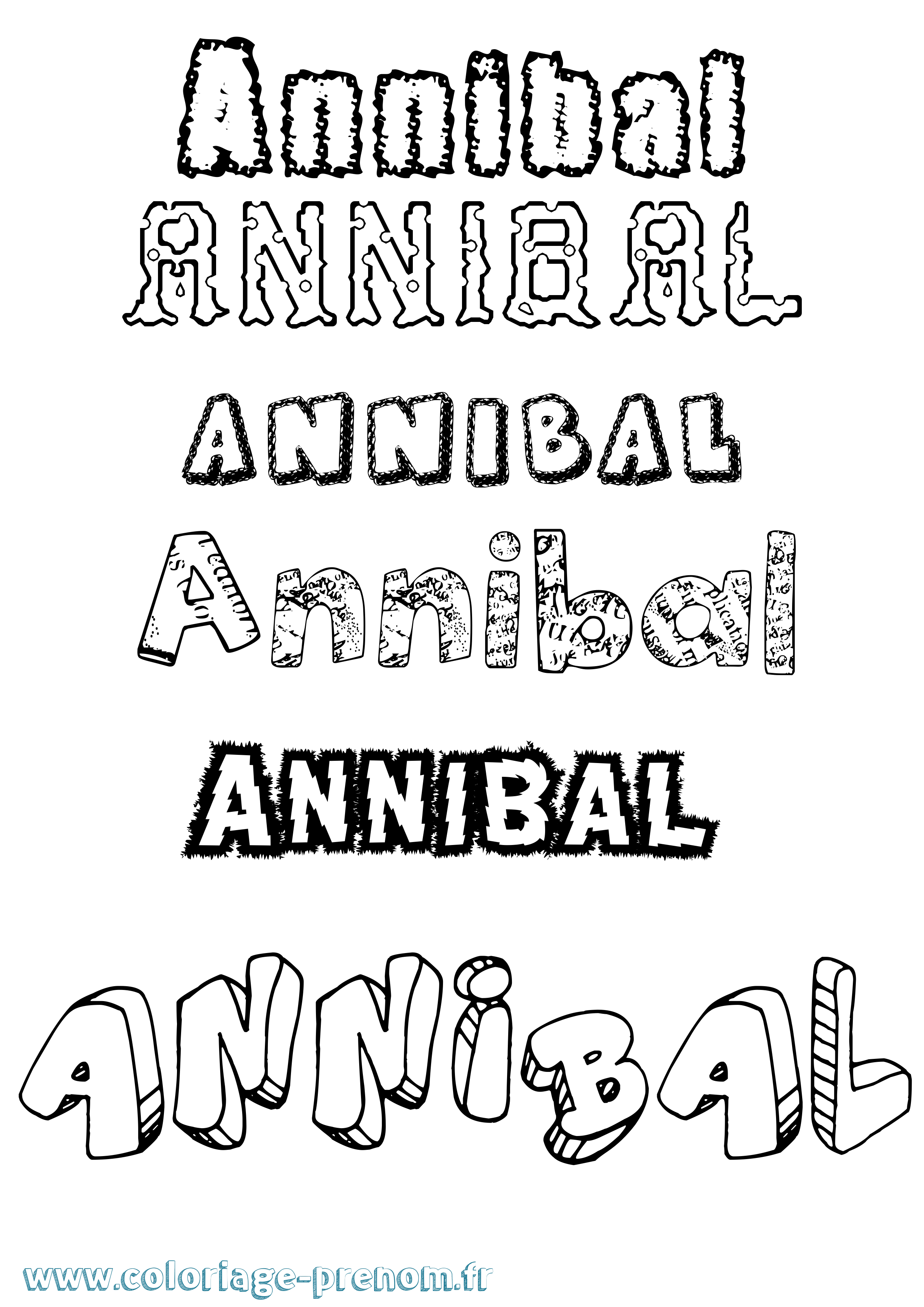Coloriage Annibal Destructuré Coloriage prénom Annibal Destructuré