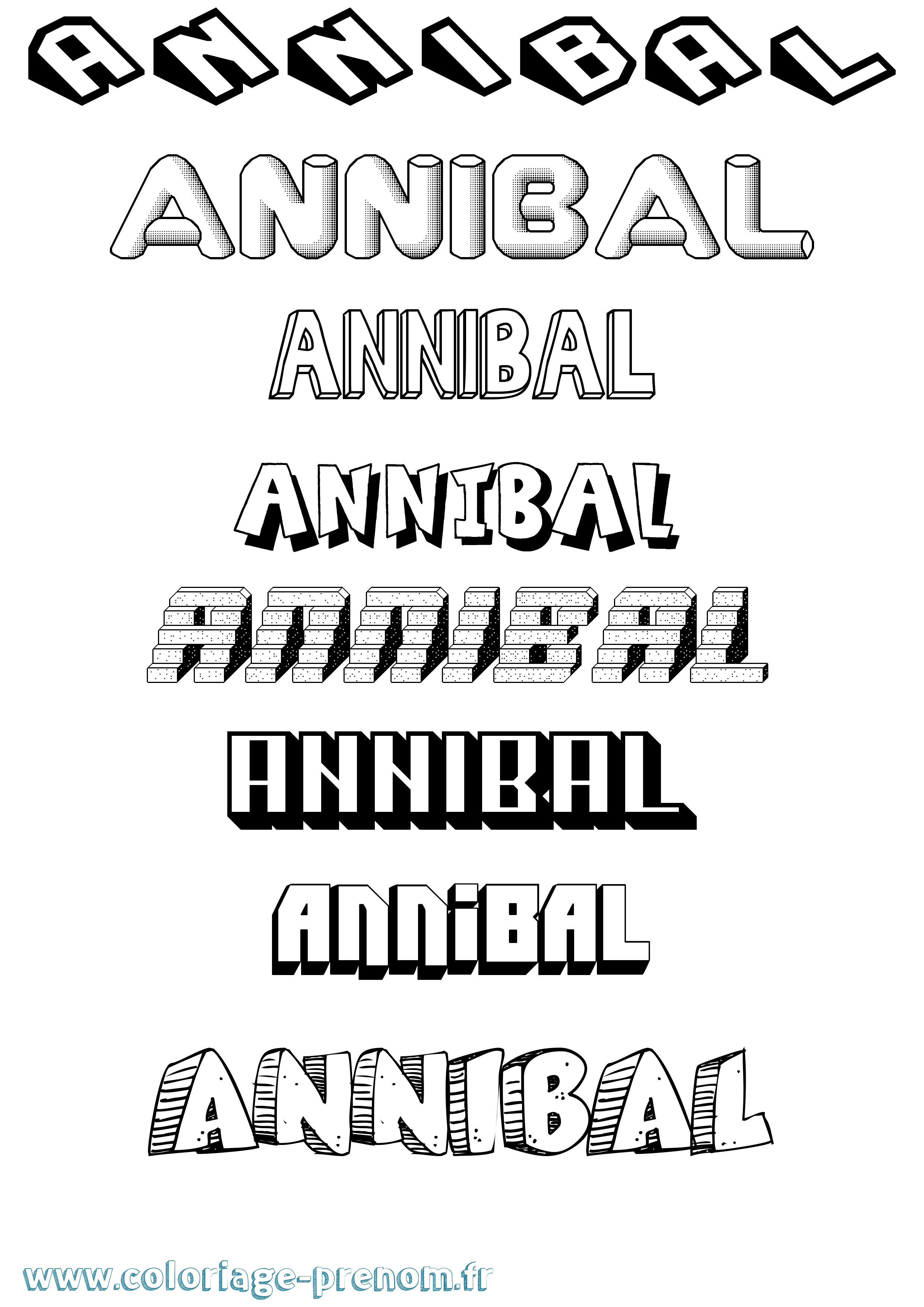 Coloriage Annibal Effet 3D Coloriage prénom Annibal Effet 3D