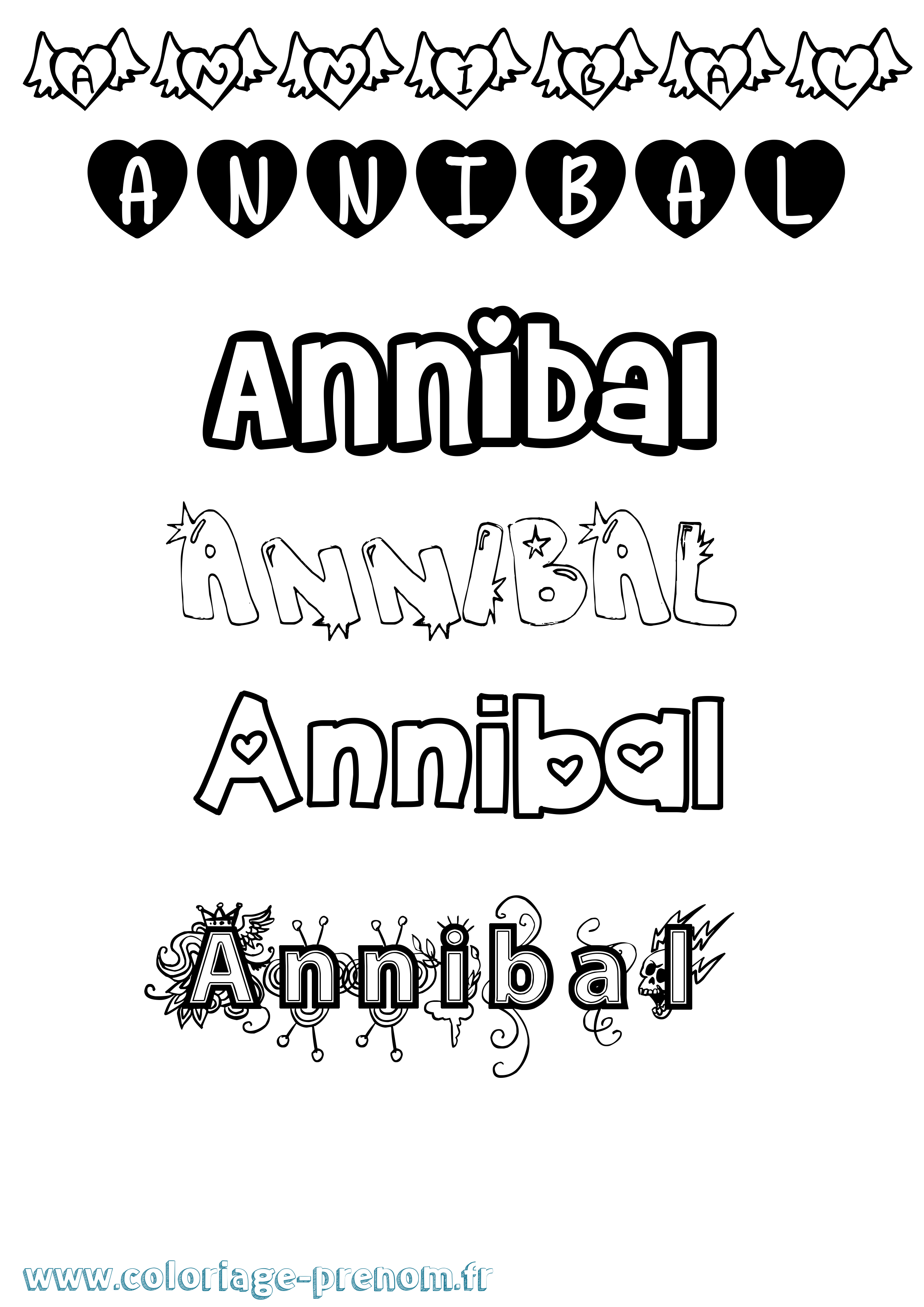 Coloriage Annibal Girly Coloriage prénom Annibal Girly
